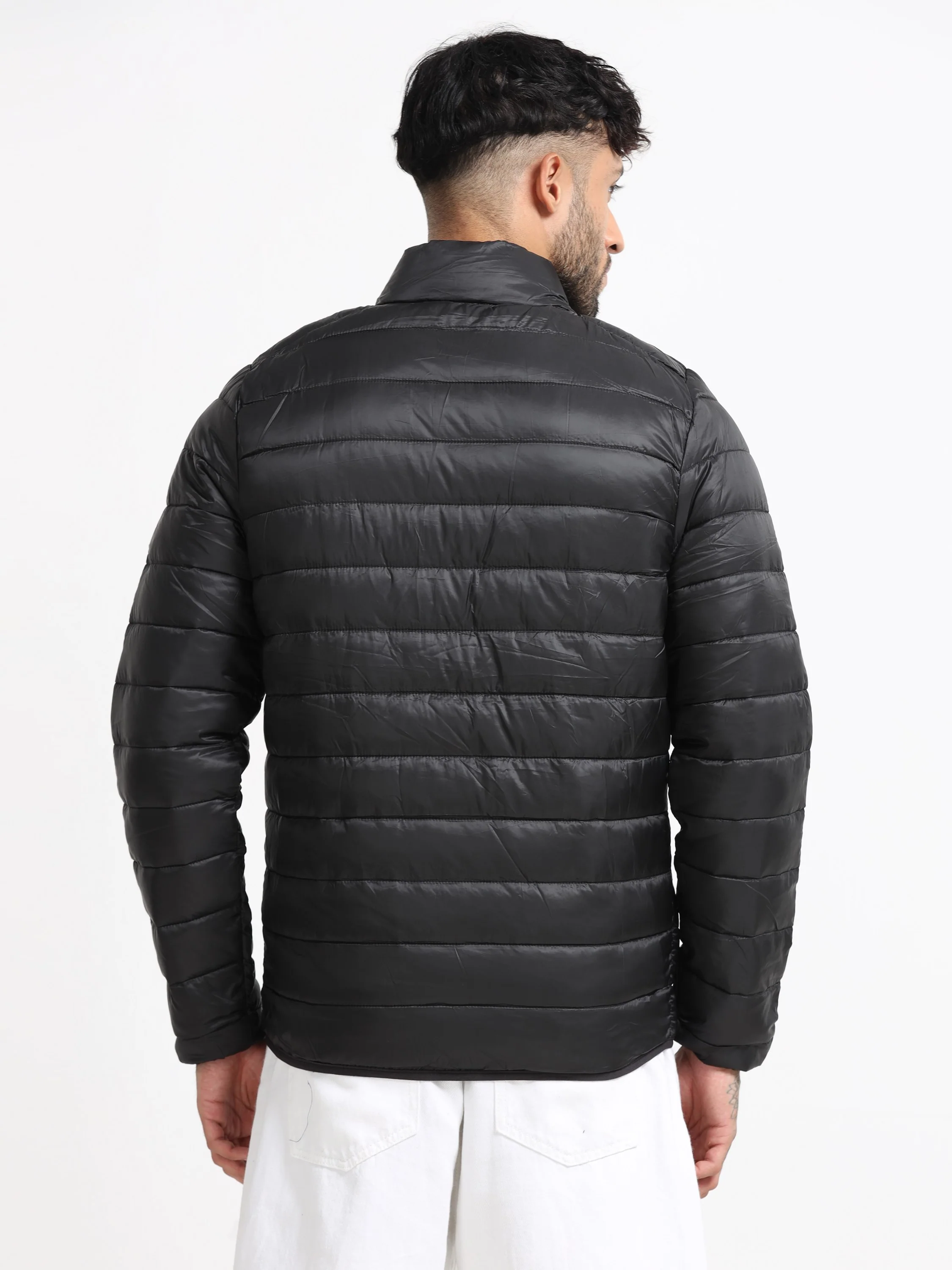 Men Black Puffer Jacket - Image 3