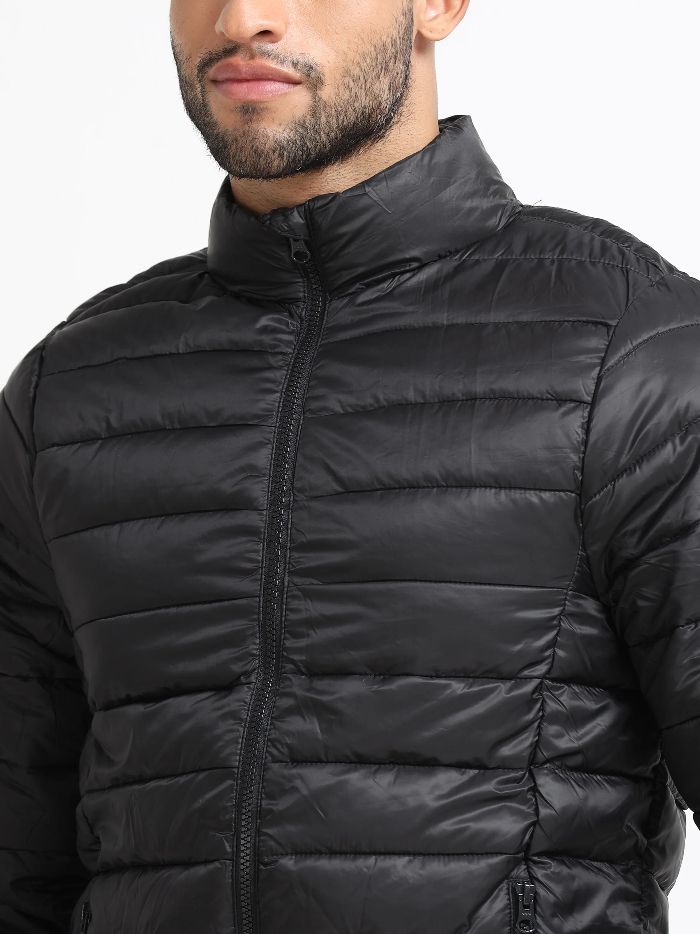 Men Black Puffer Jacket - Image 5