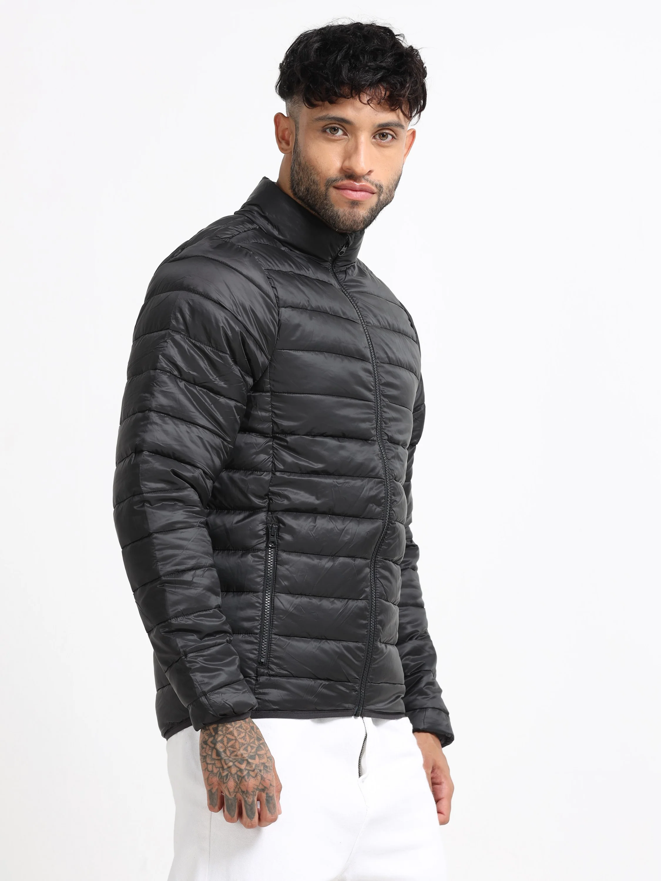Men Black Puffer Jacket - Image 6