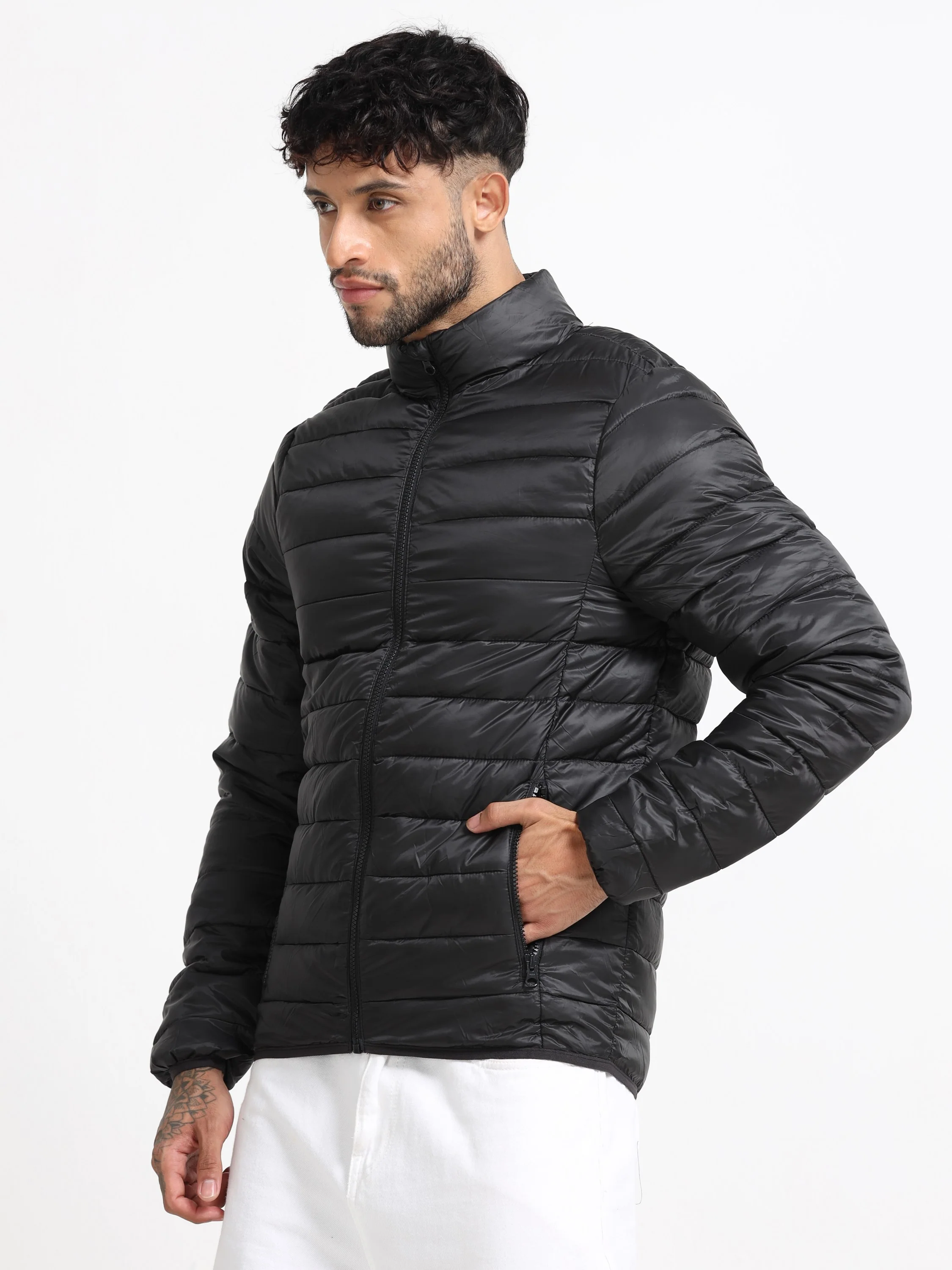 Men Black Puffer Jacket - Image 7