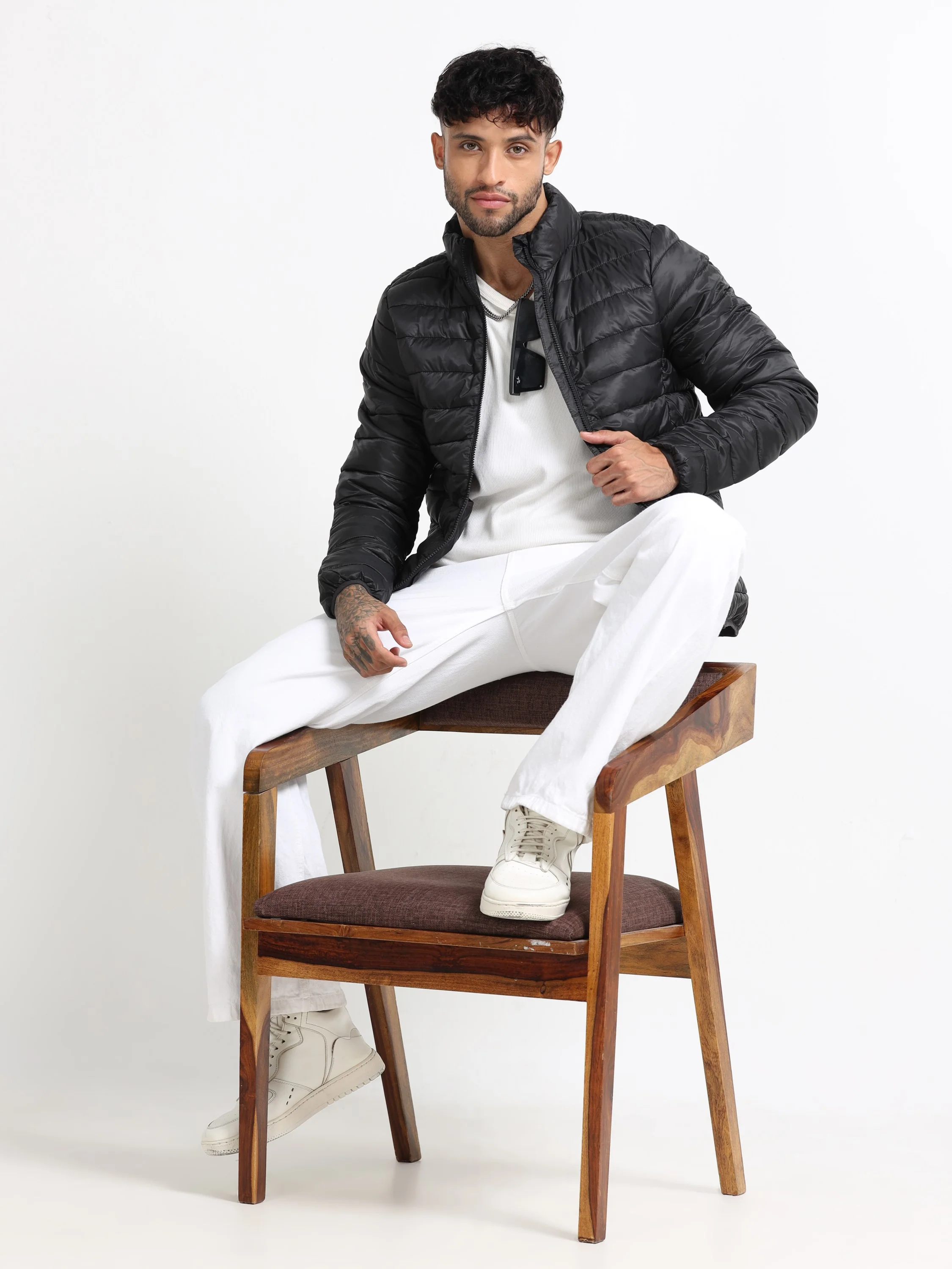 Men Black Puffer Jacket - Image 8