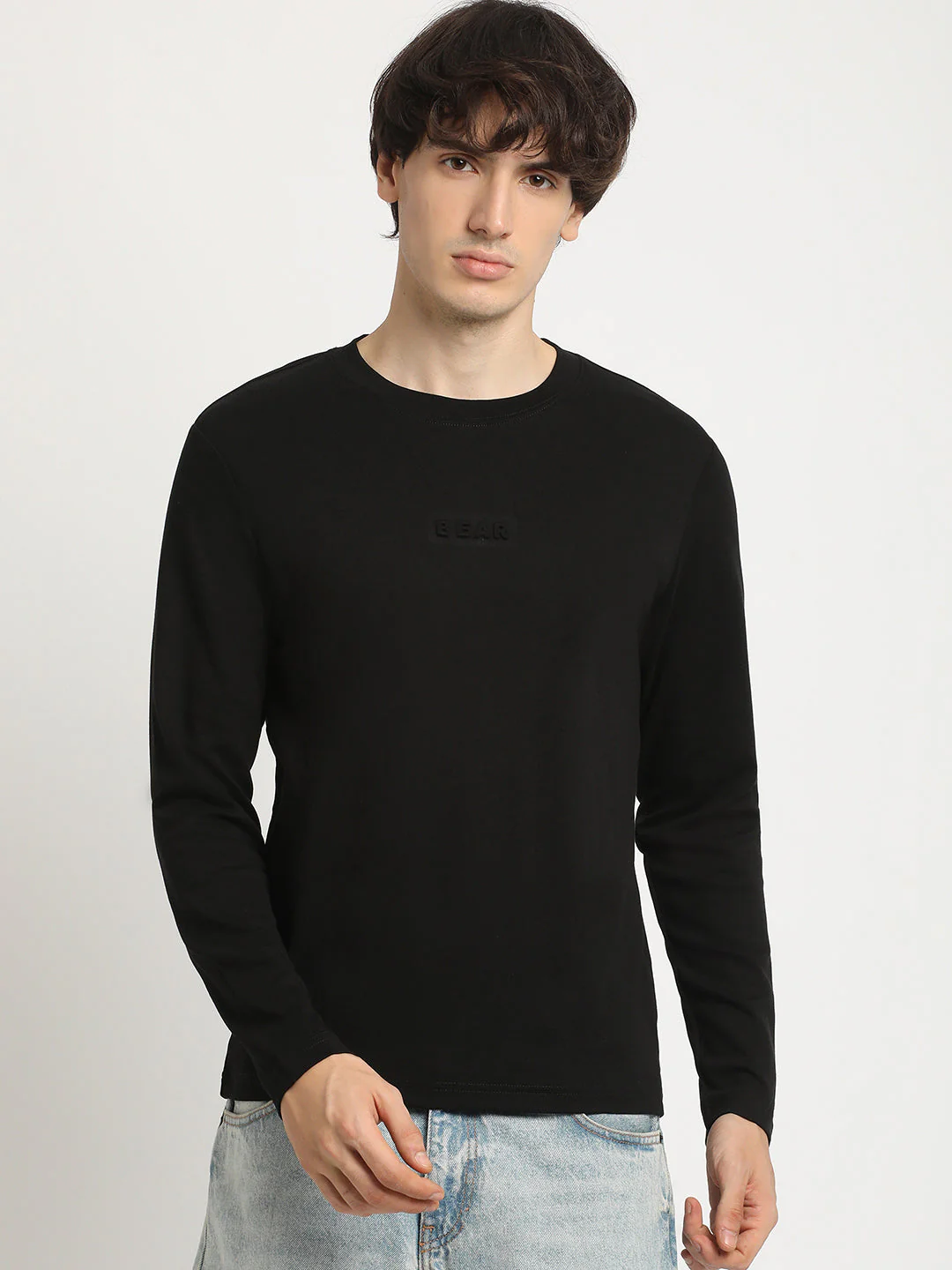 Men Black Regular Fit Round Neck T-Shirt - Image 2