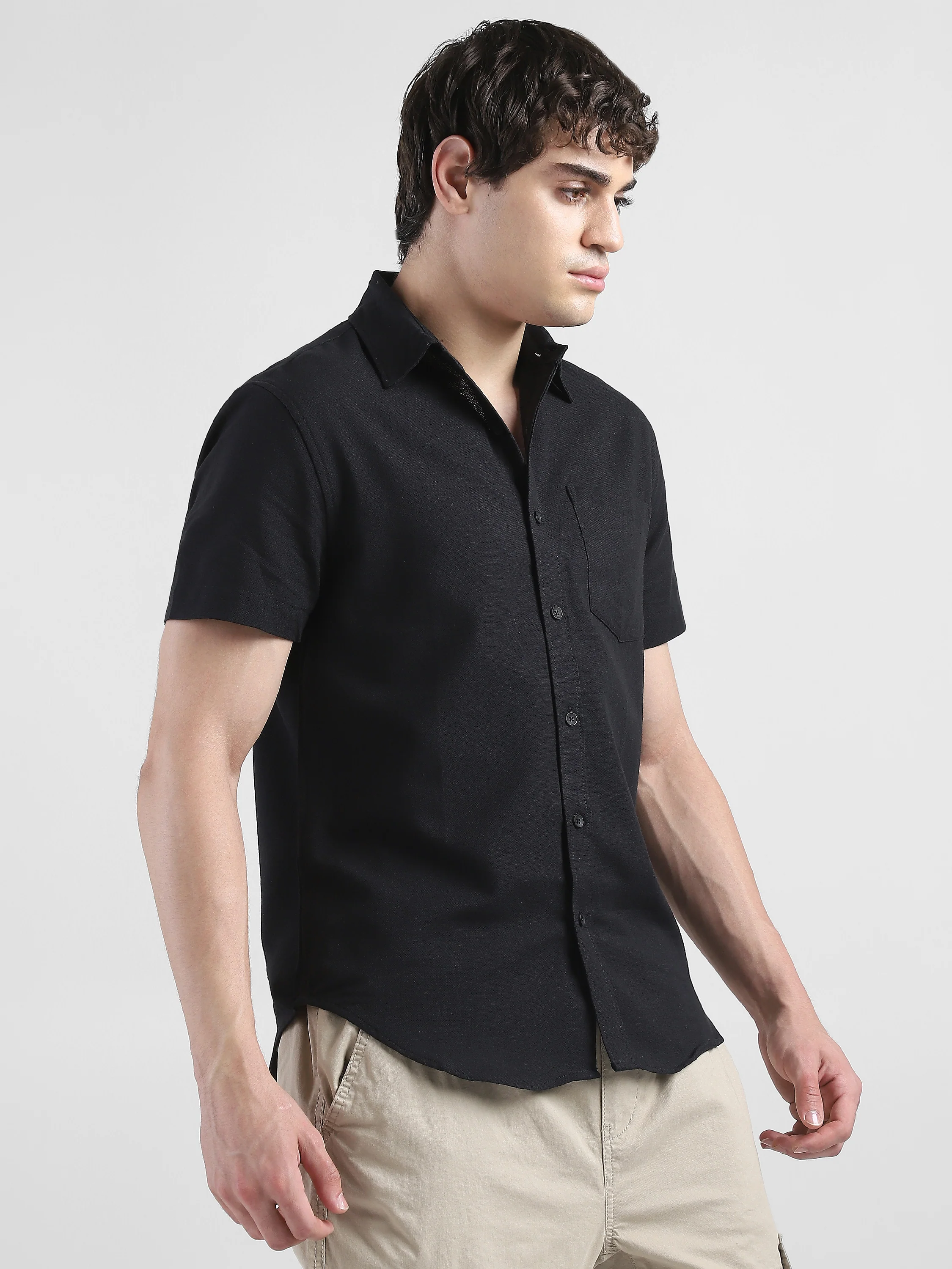 Men Black Regular Fit Shirt - Image 4