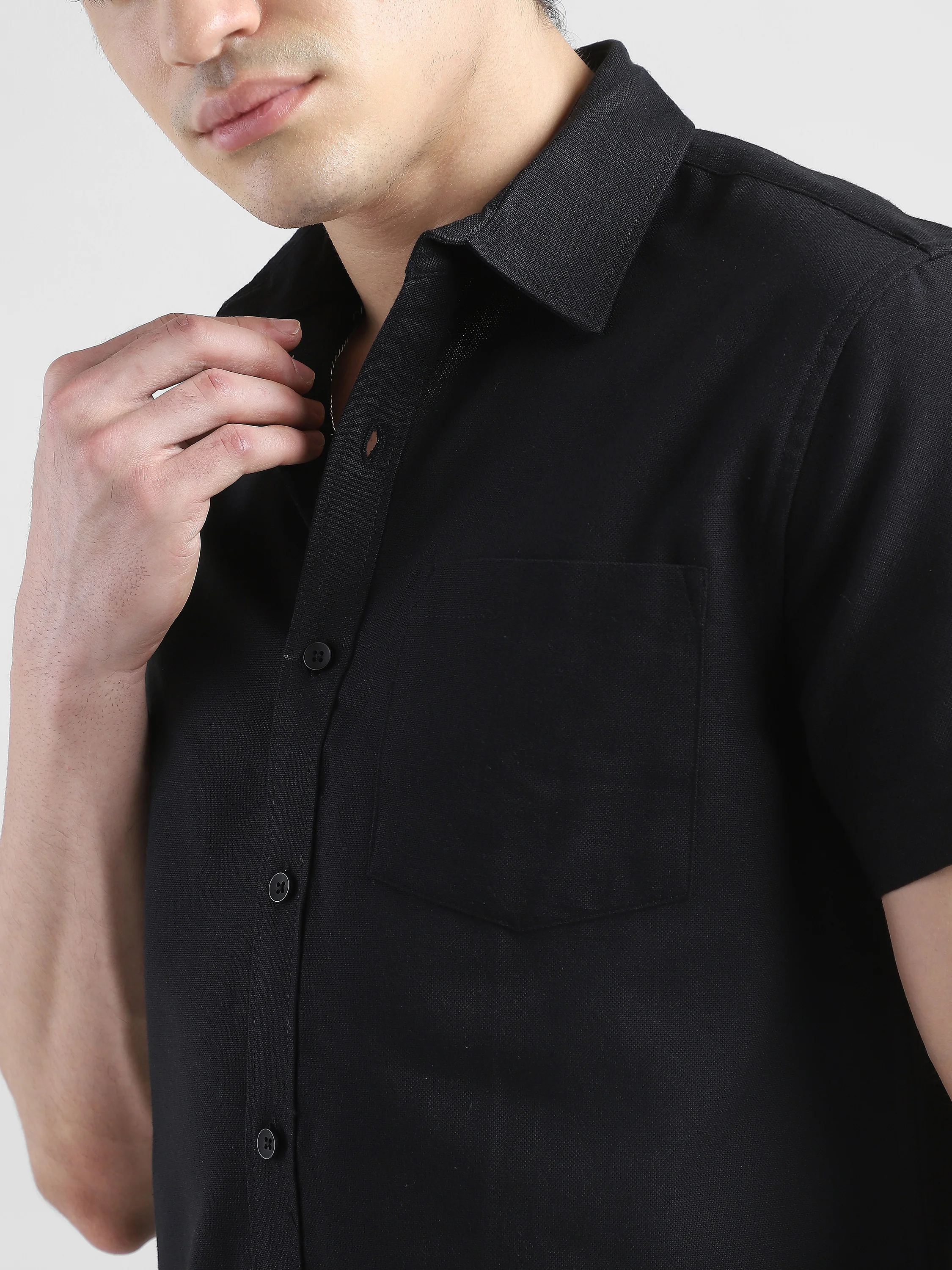 Men Black Regular Fit Shirt - Image 5