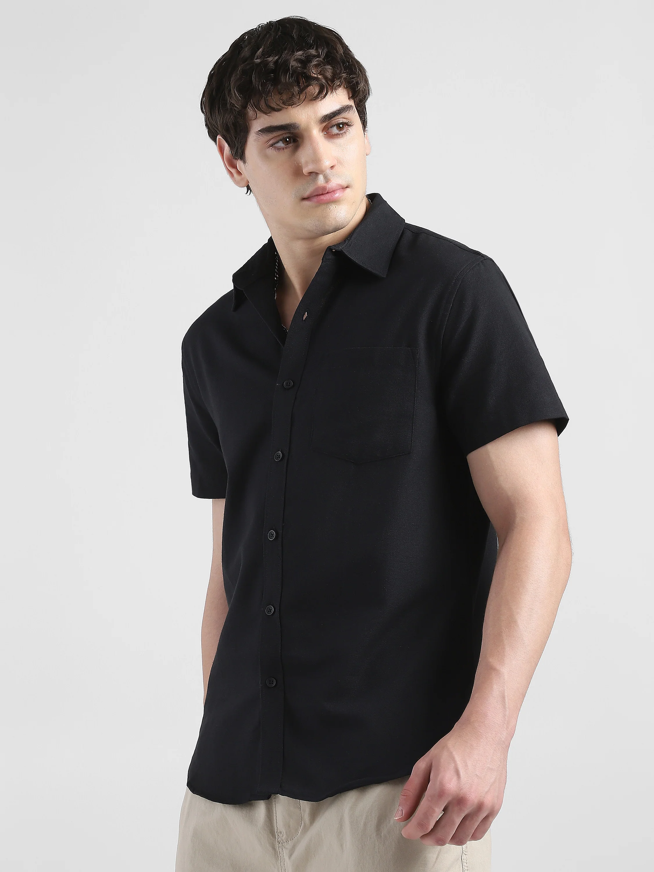 Men Black Regular Fit Shirt - Image 6