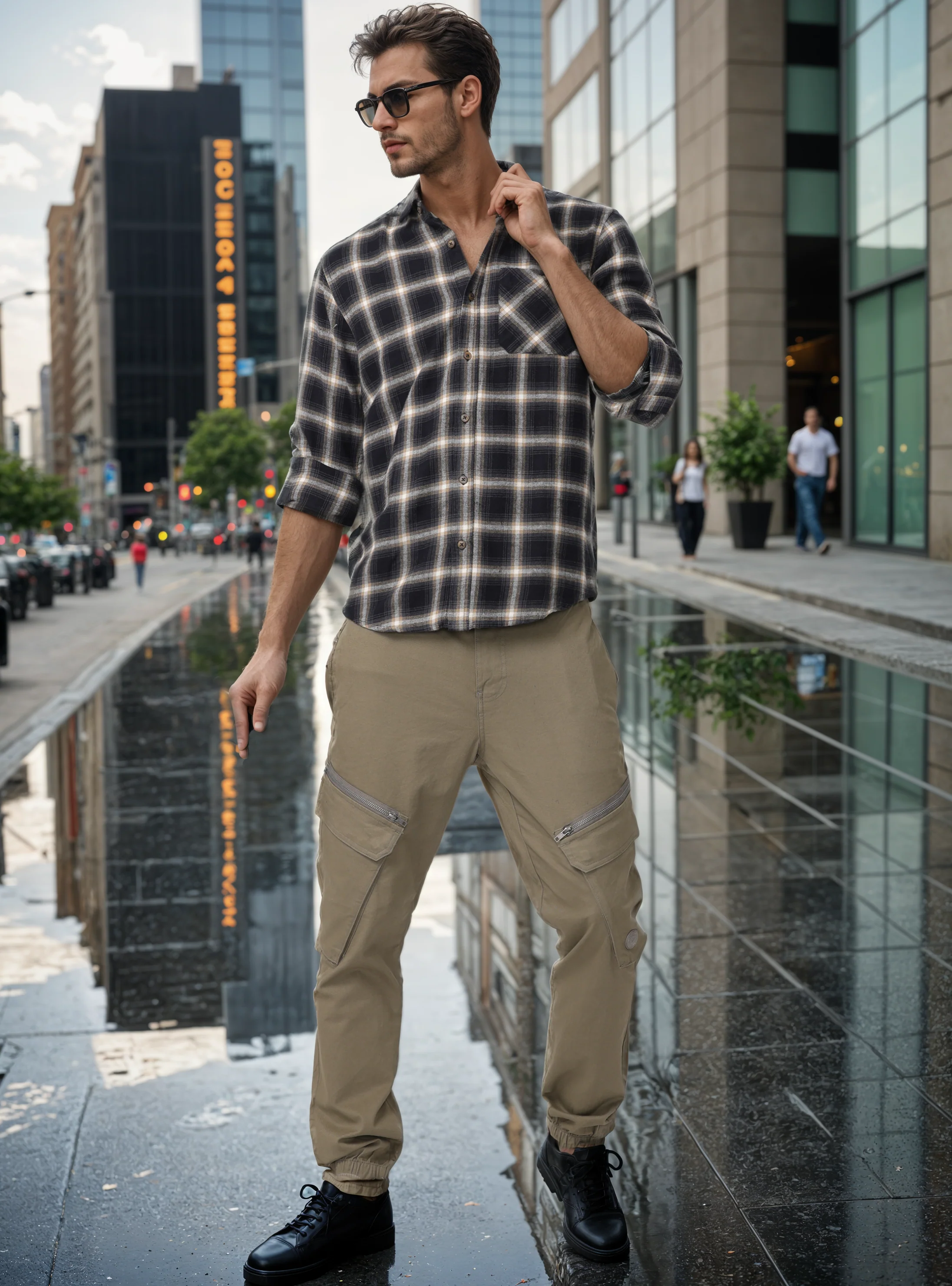 Men Black Regular Fit Checked Shirt - Image 5
