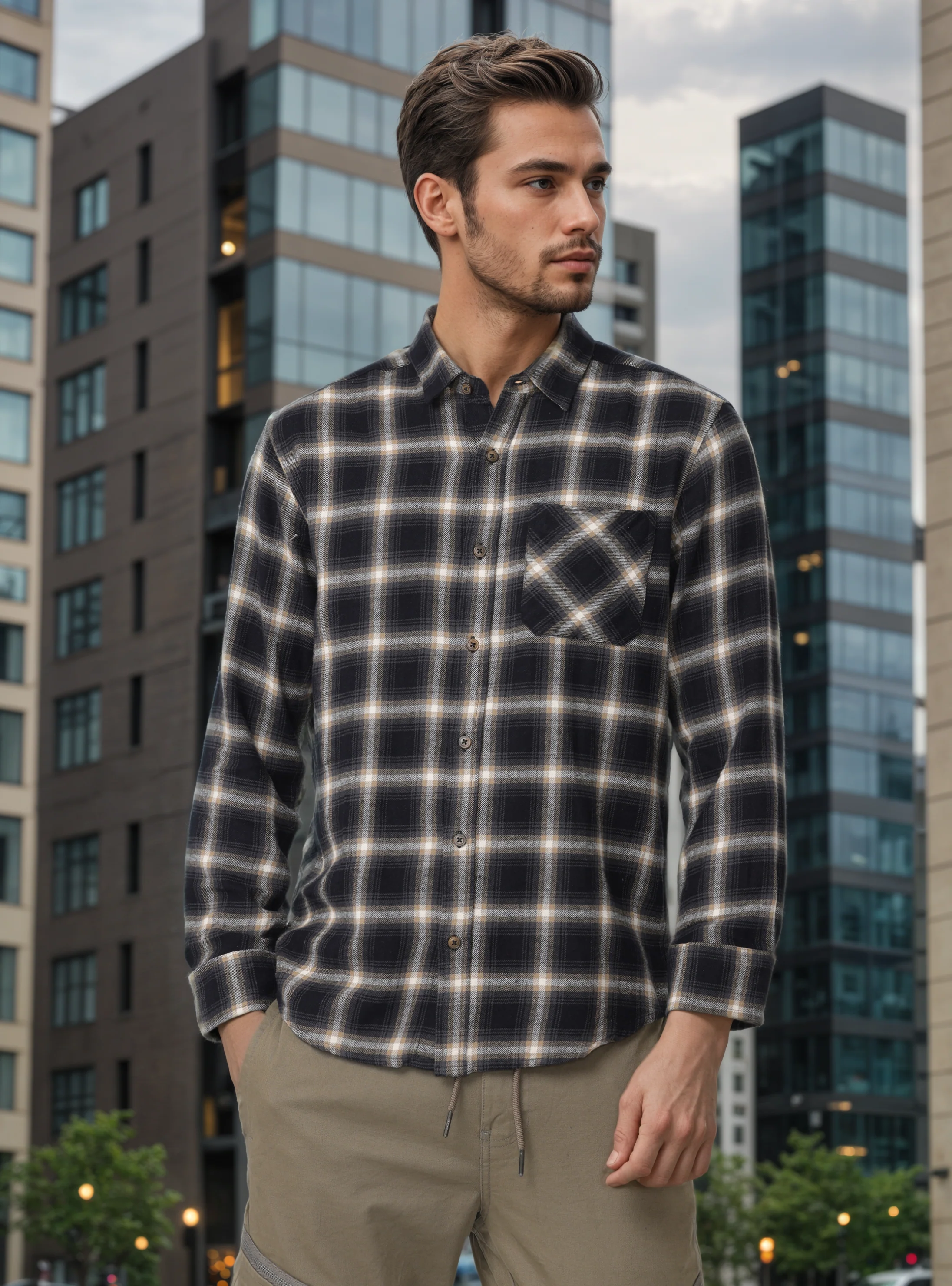 Men Black Regular Fit Checked Shirt - Image 6