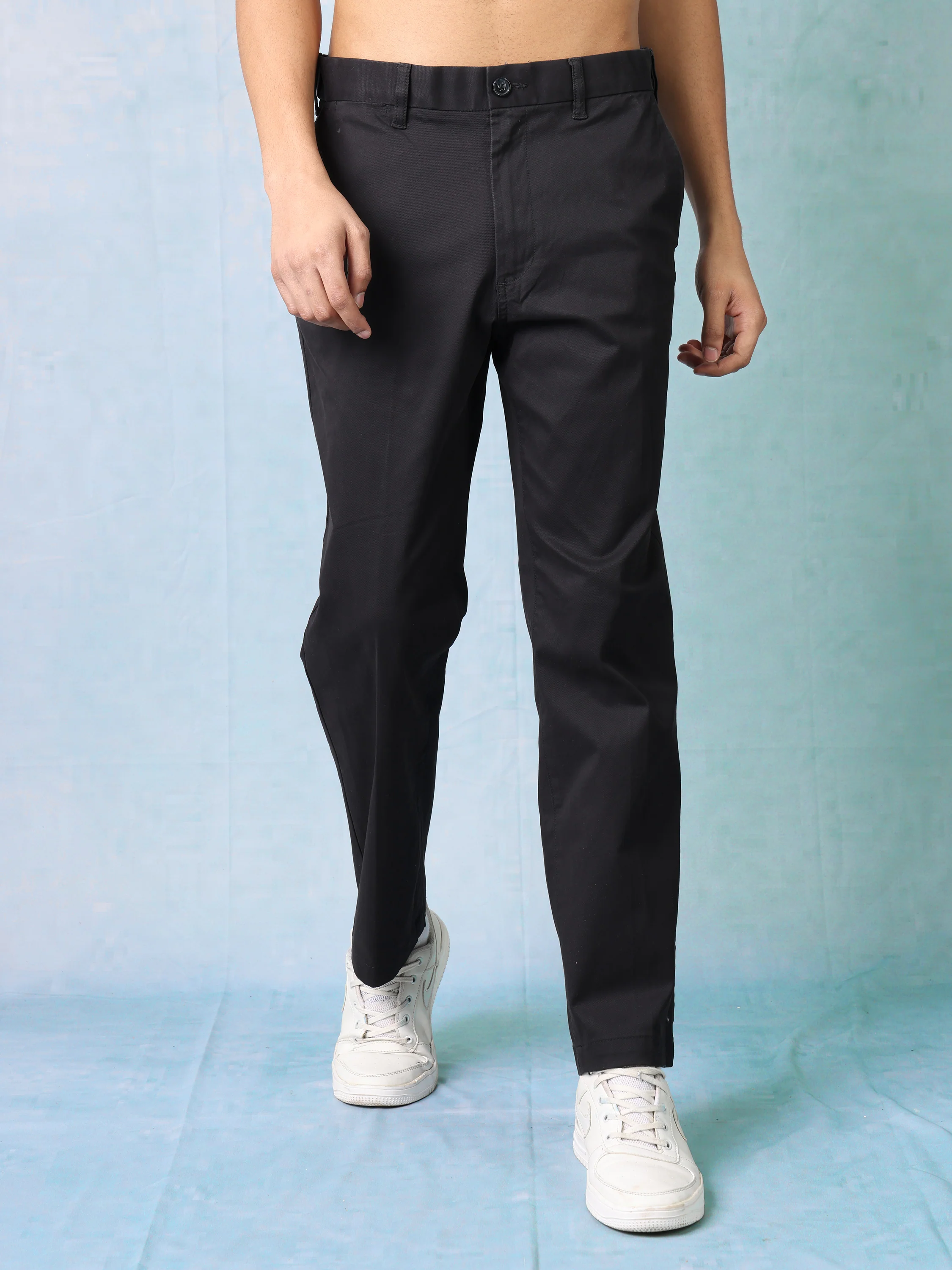 Men Black Regular Fit Casual Pants - Image 3
