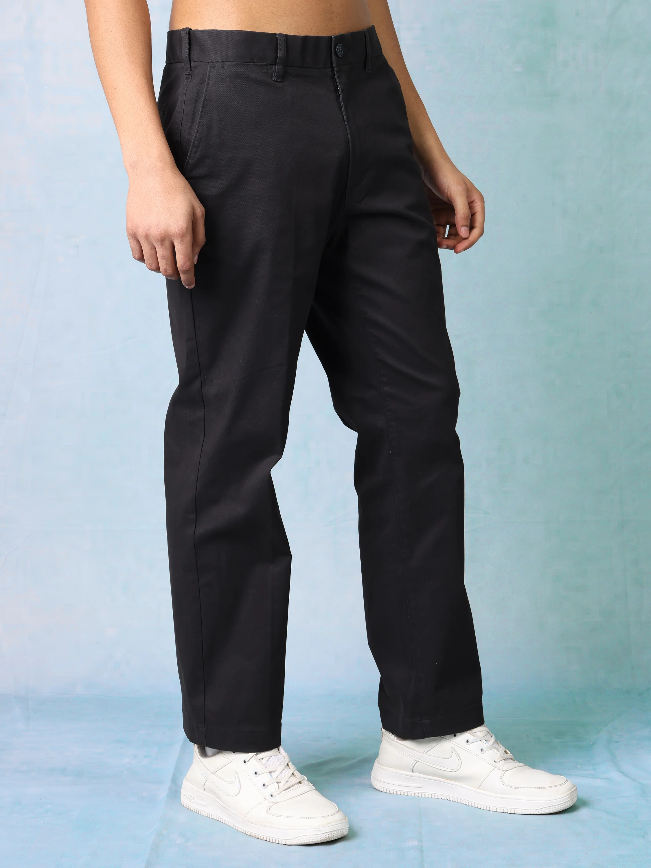 Men Black Regular Fit Casual Pants - Image 4