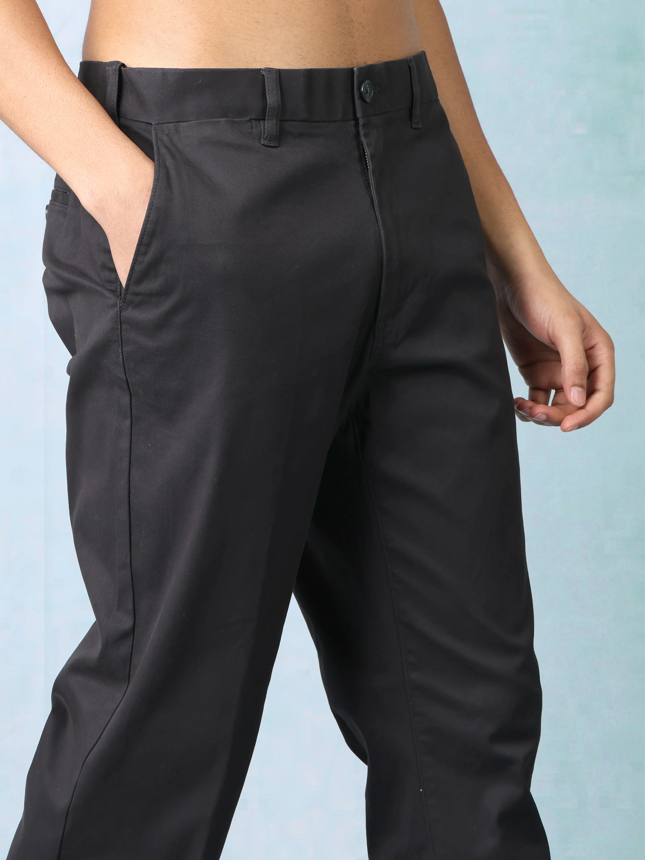 Men Black Regular Fit Casual Pants - Image 5