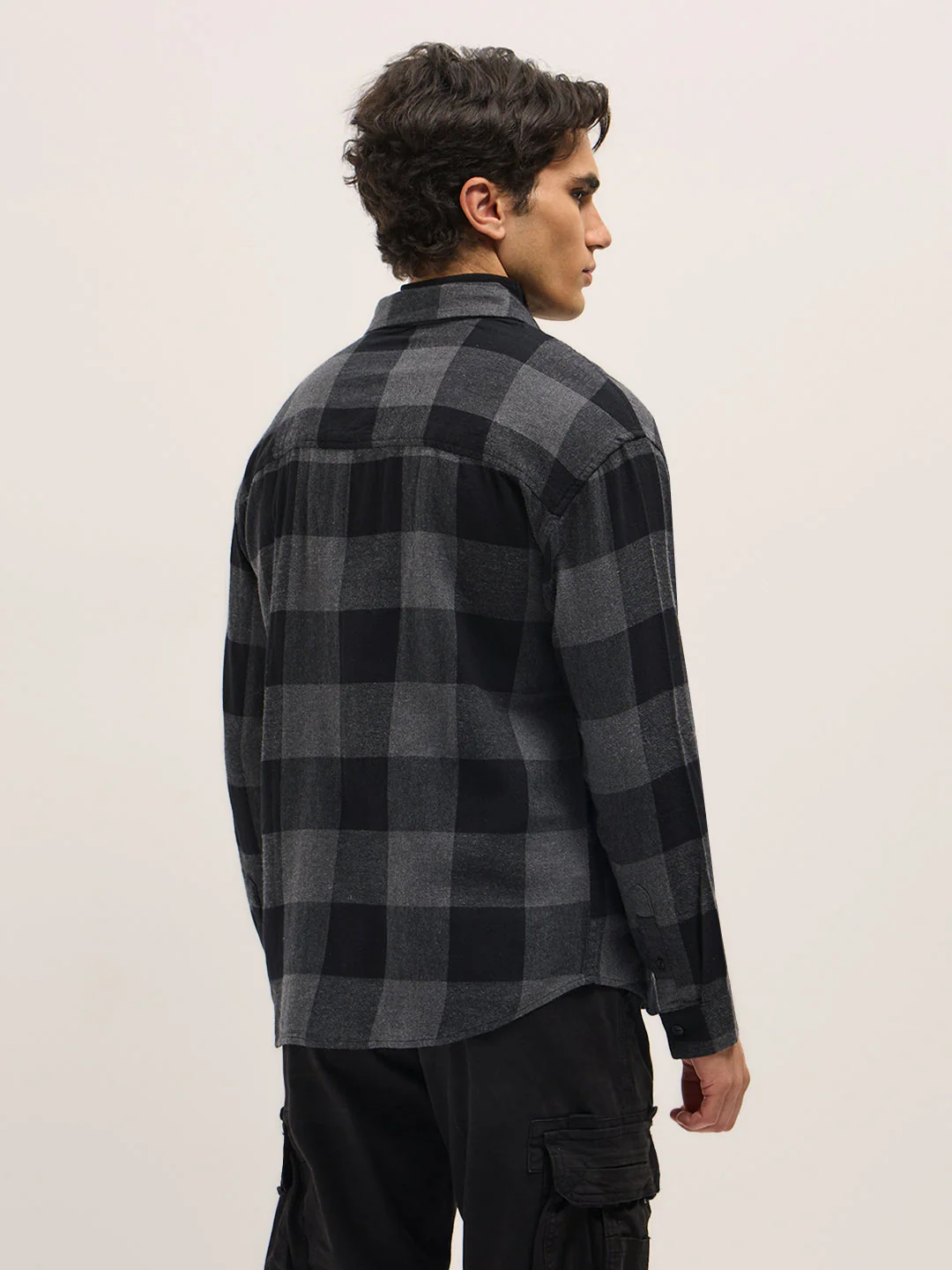 Men Black Relax Fit Overshirt - Image 2