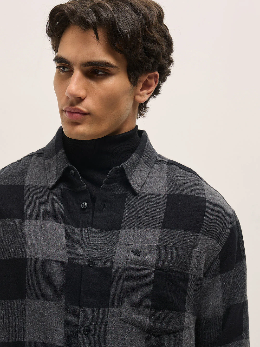 Men Black Relax Fit Overshirt - Image 5