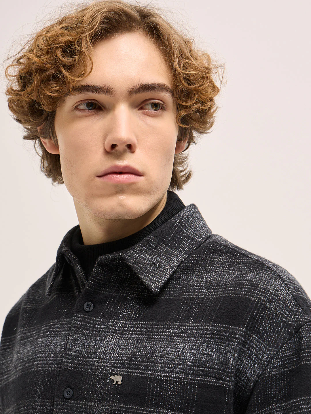 Men Black Relax Fit Overshirt - Image 5