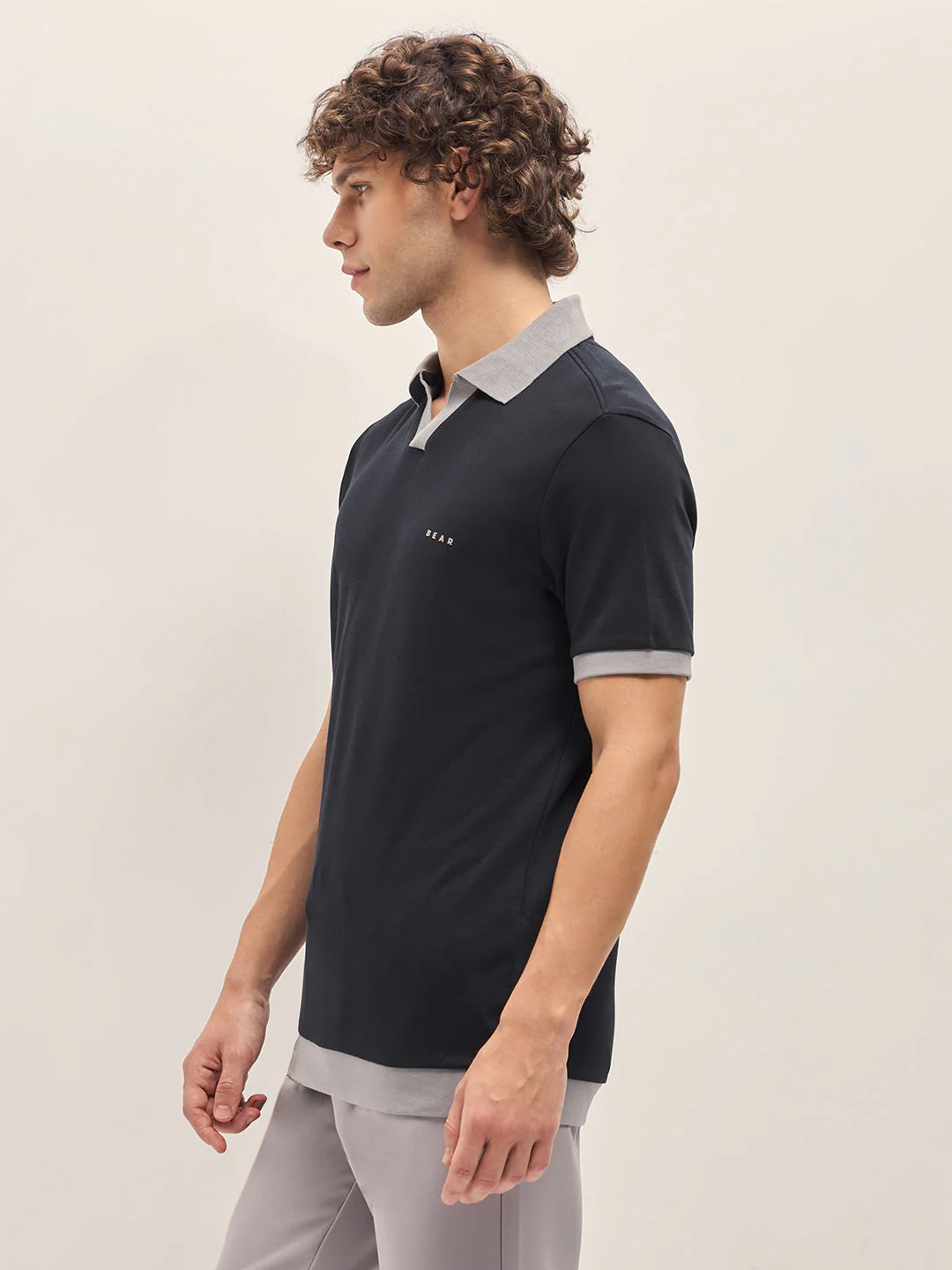 Men Black Relax Fit Polo T-shirt - Image 3