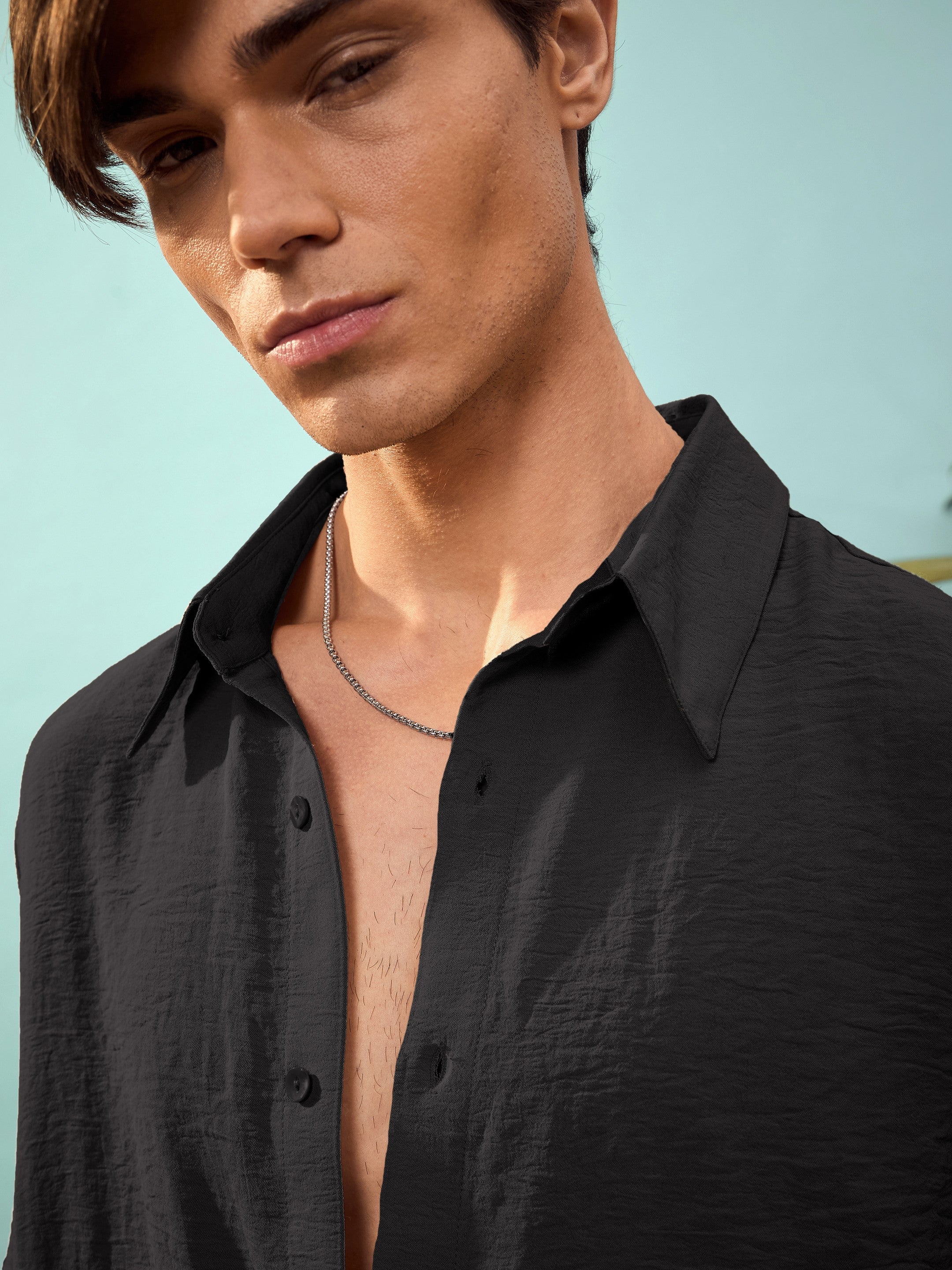 Men Black Relax Fit Shirt - Image 3