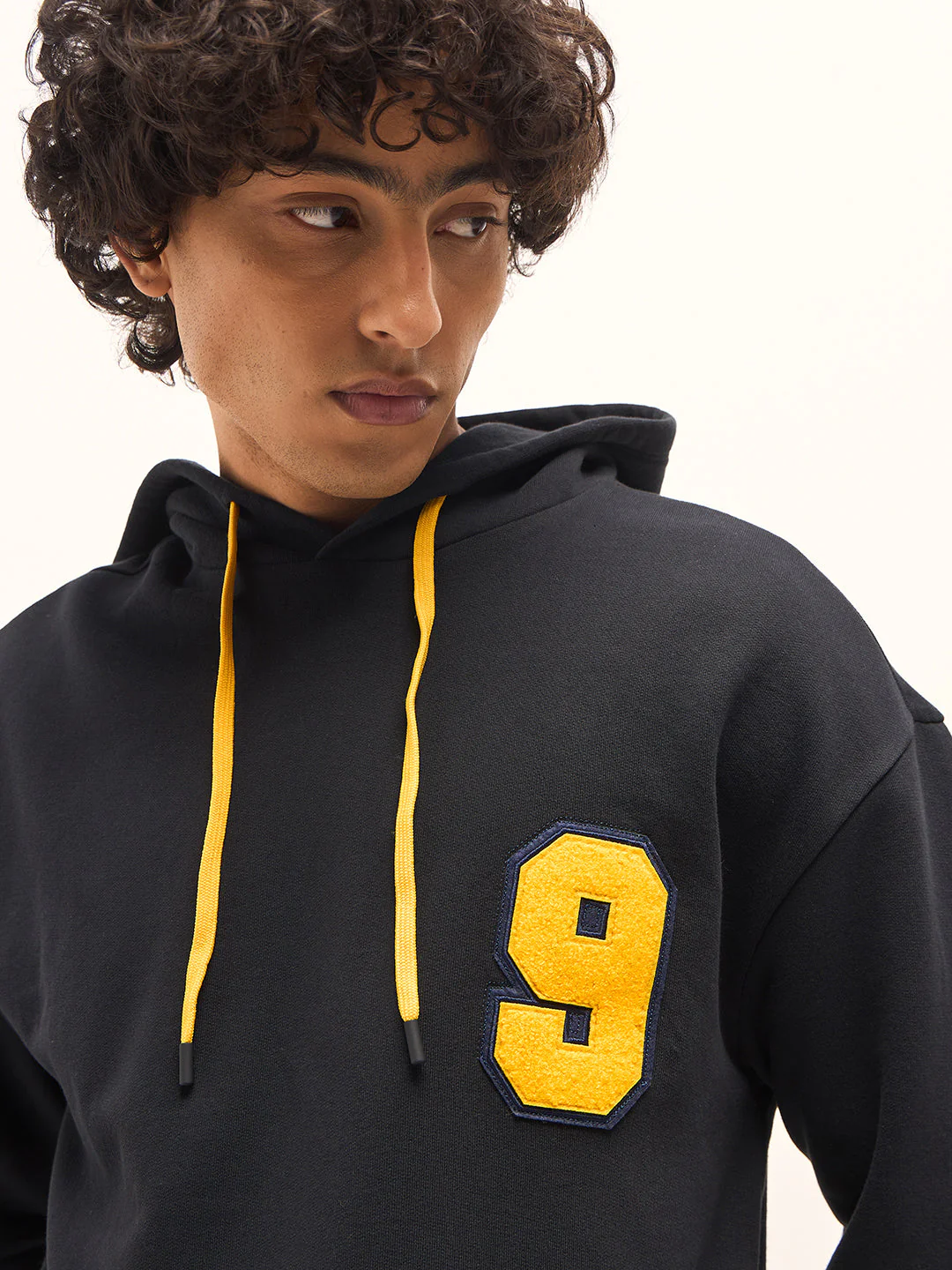 Men Black Relaxed Fit Half-Sleeve Hoodie - Image 5