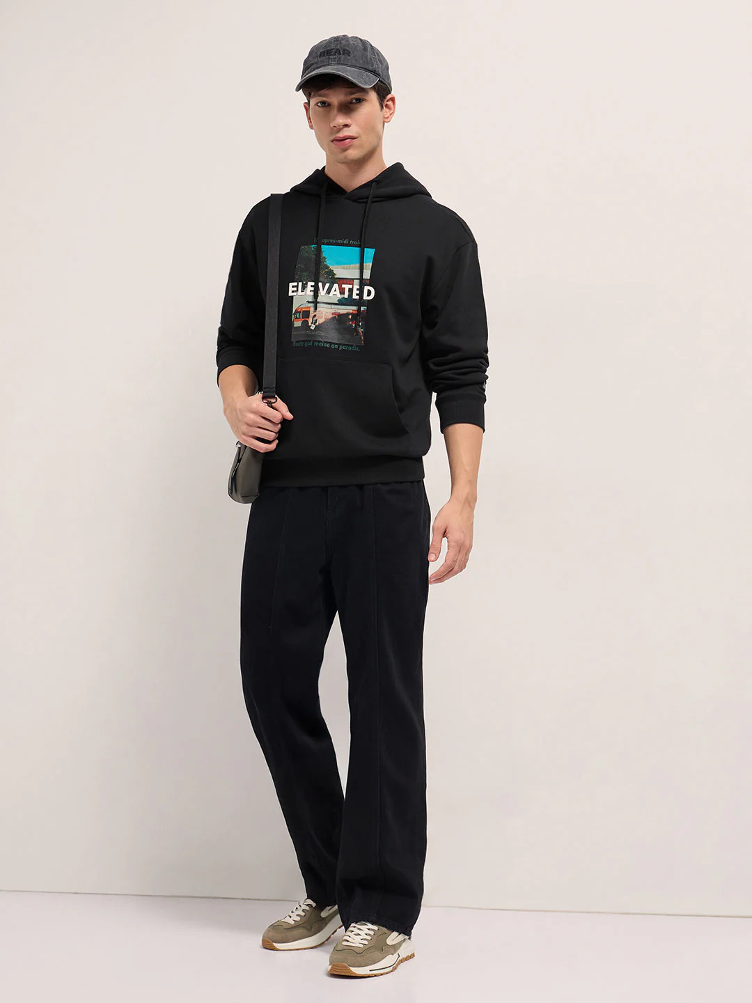 Men Black Relaxed Fit Hoodie - Image 4