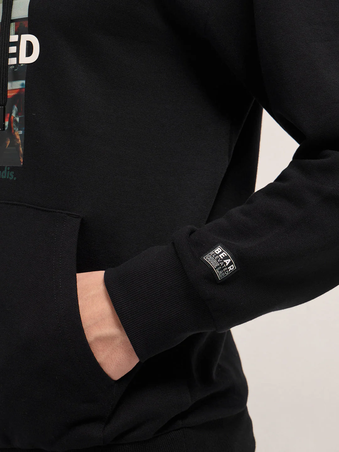 Men Black Relaxed Fit Hoodie - Image 6
