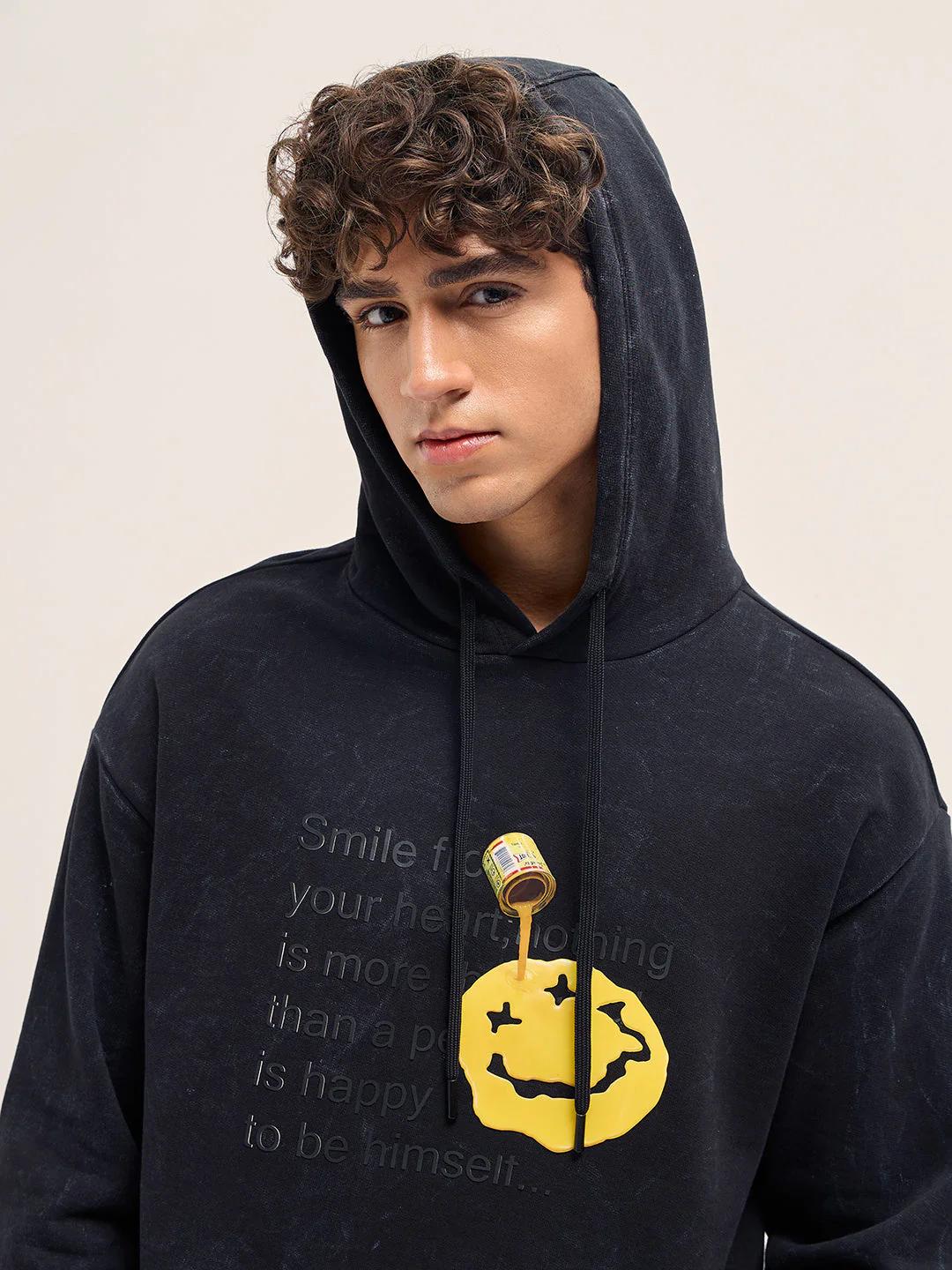Men Black Relaxed Fit Hoodie - Image 6