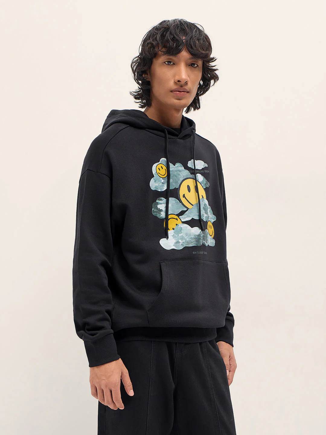 Men Black Relaxed Fit Hoodie - Image 3