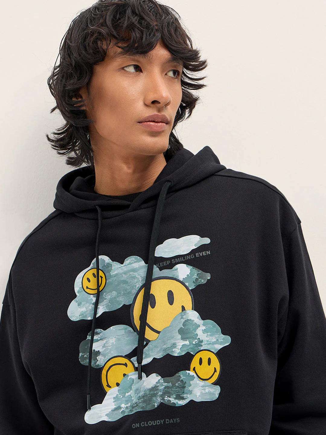 Men Black Relaxed Fit Hoodie - Image 5