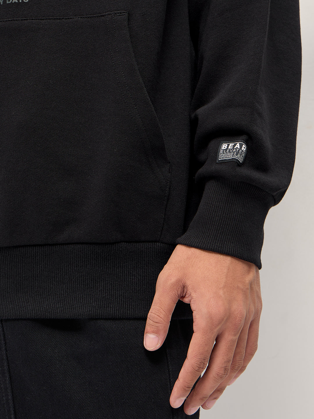 Men Black Relaxed Fit Hoodie - Image 6