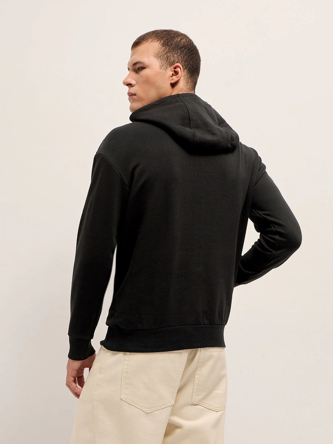 Men Black Relaxed Fit Hoodie - Image 2