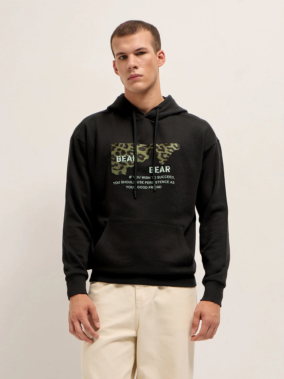 Men Black Relaxed Fit Hoodie - Image 6
