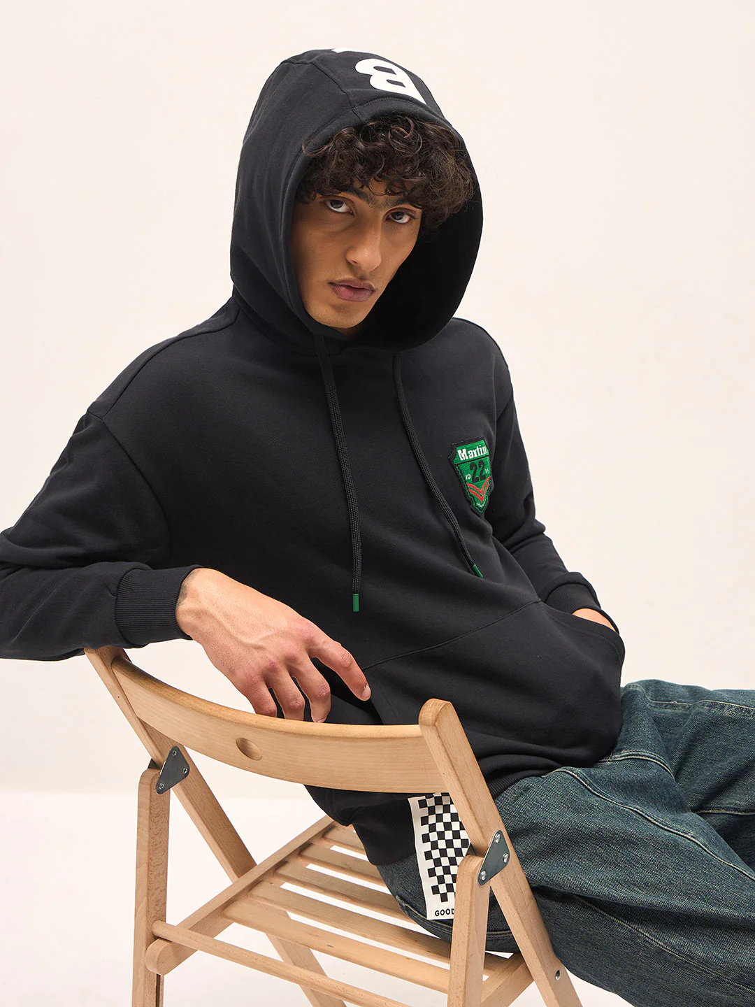 Men Black Relaxed Fit Hoodie