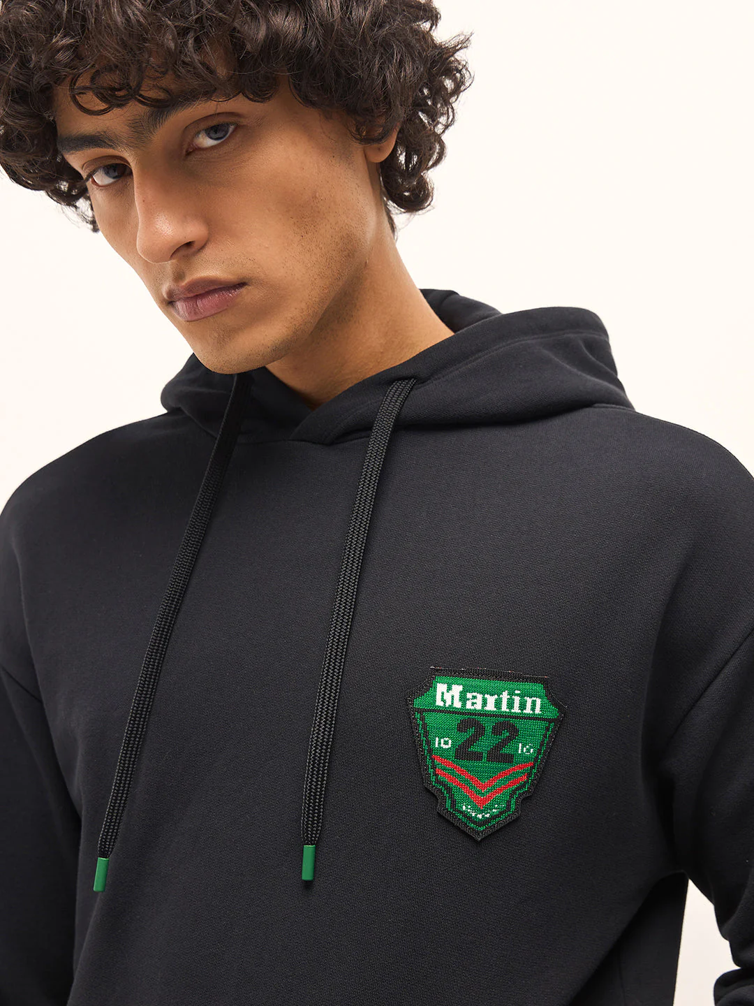 Men Black Relaxed Fit Hoodie - Image 5