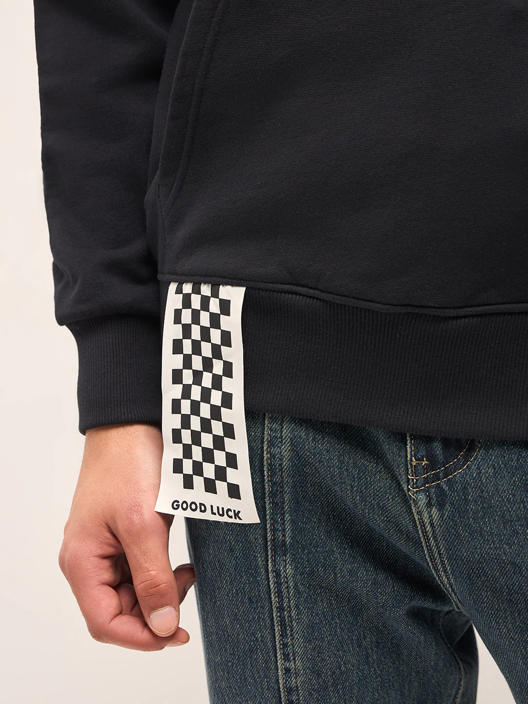 Men Black Relaxed Fit Hoodie - Image 6