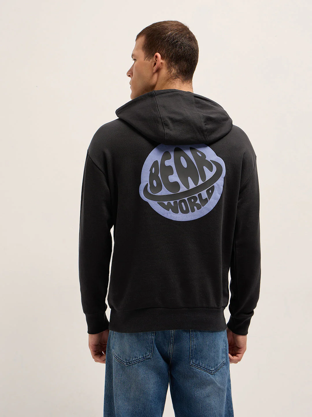 Men Black Relaxed Fit Hoodie - Image 3