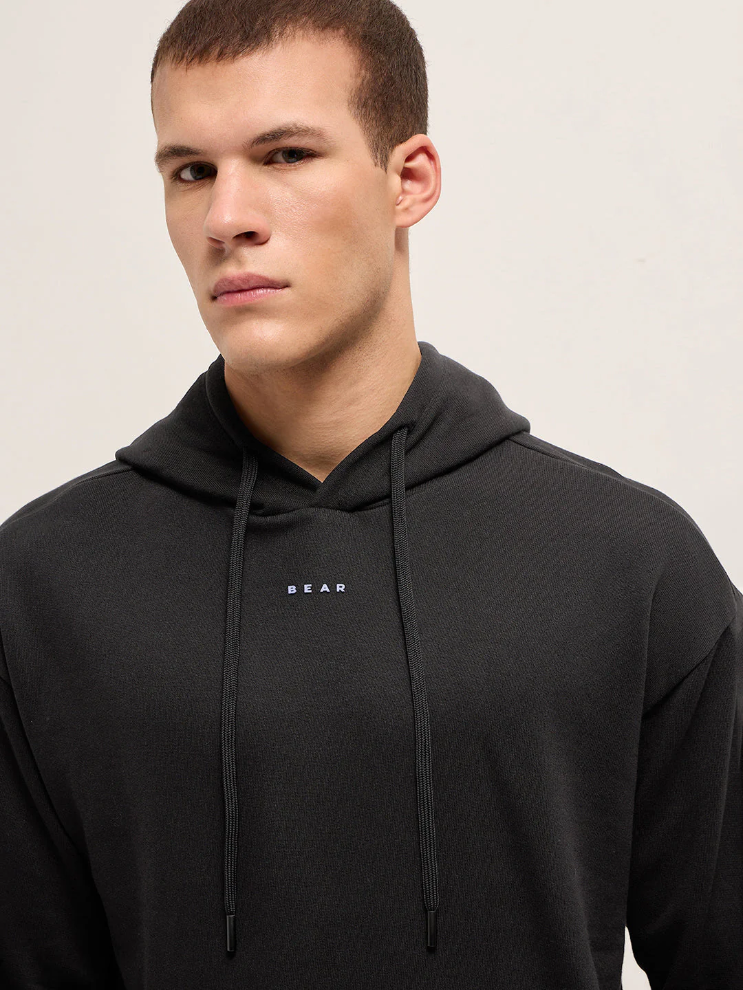 Men Black Relaxed Fit Hoodie - Image 5
