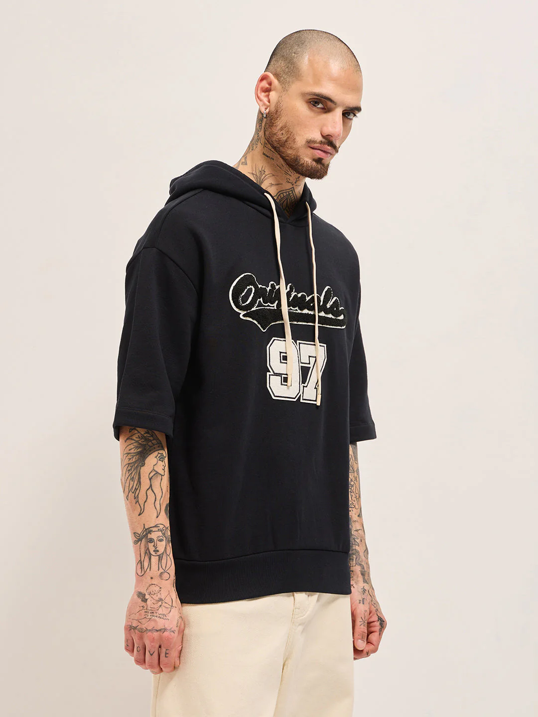 Men Black Relaxed Fit Hoodie - Image 3