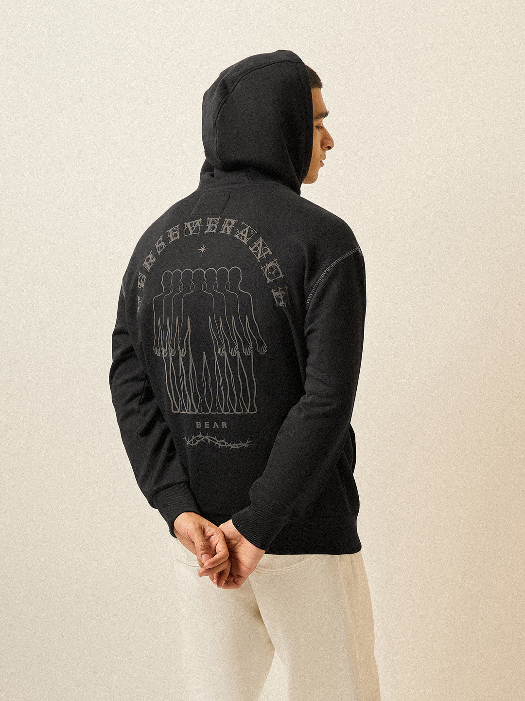Men Black Relaxed Fit Hoodie - Image 2