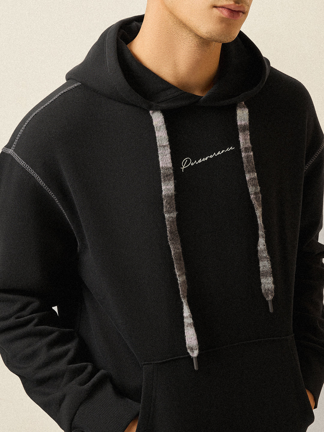 Men Black Relaxed Fit Hoodie - Image 5