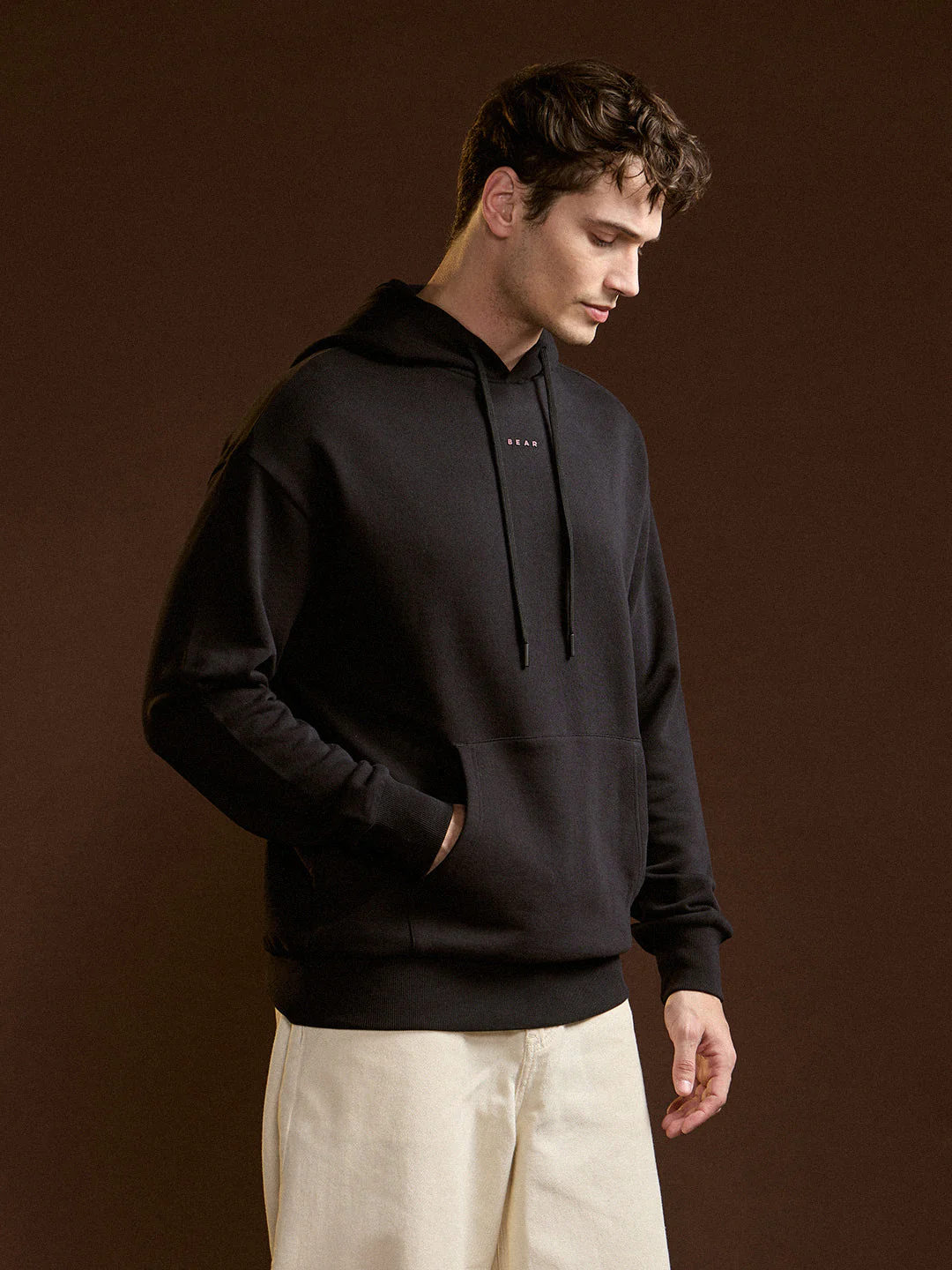 Men Black Relaxed Fit Hoodie - Image 2