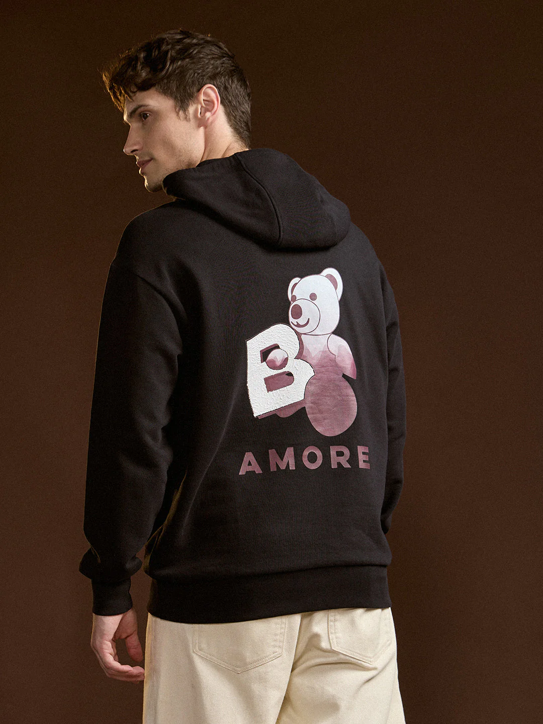 Men Black Relaxed Fit Hoodie - Image 3
