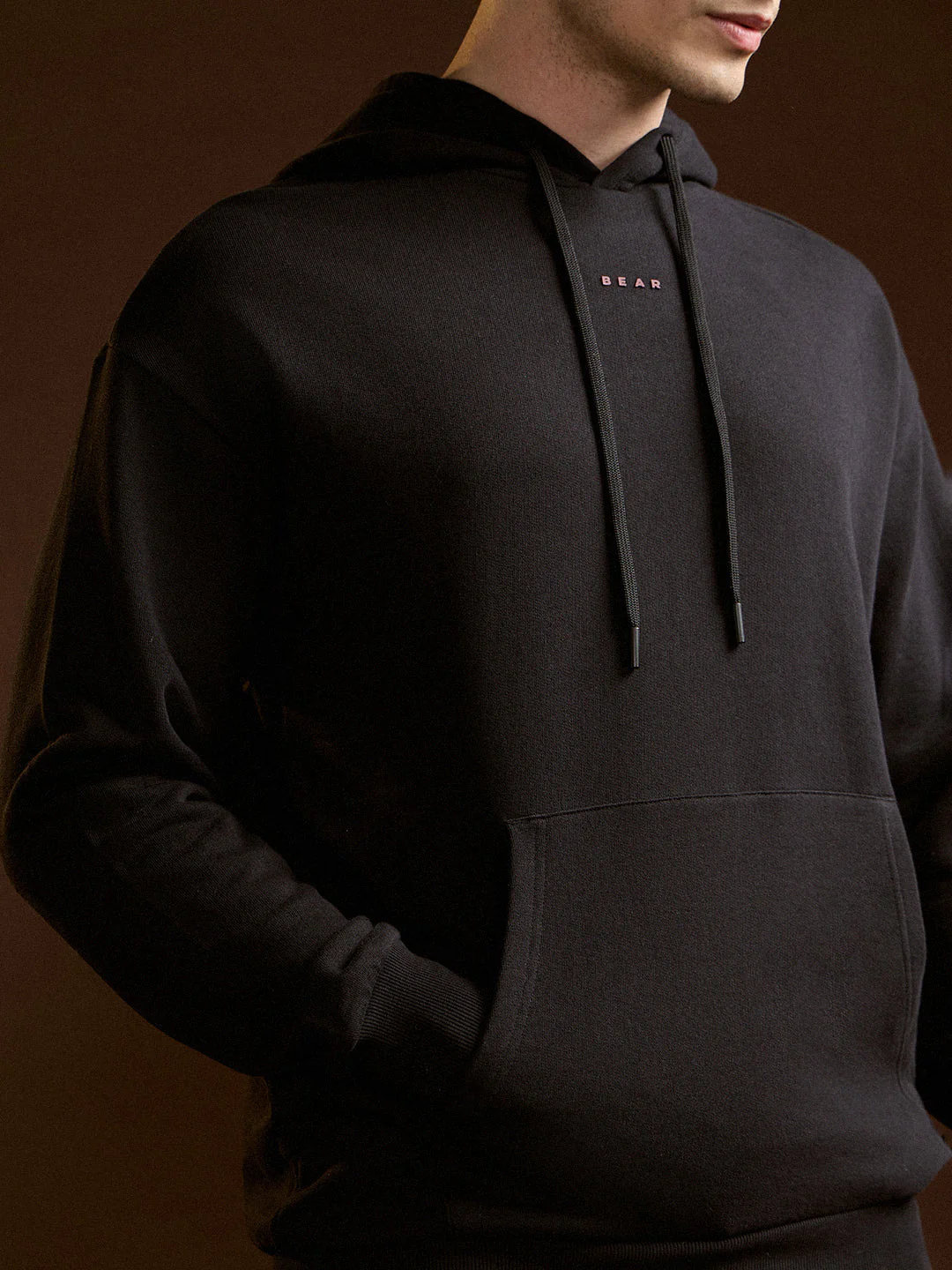 Men Black Relaxed Fit Hoodie - Image 5