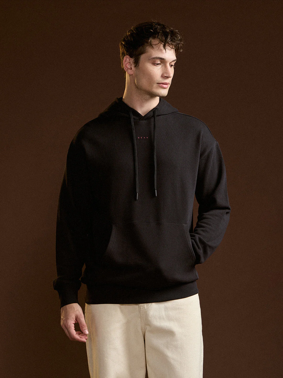 Men Black Relaxed Fit Hoodie - Image 6