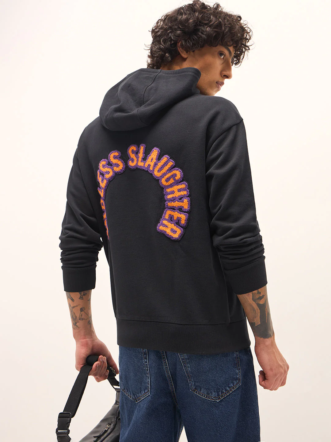 Men Black Relaxed Fit Hoodie