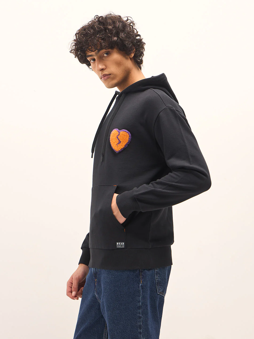 Men Black Relaxed Fit Hoodie - Image 2