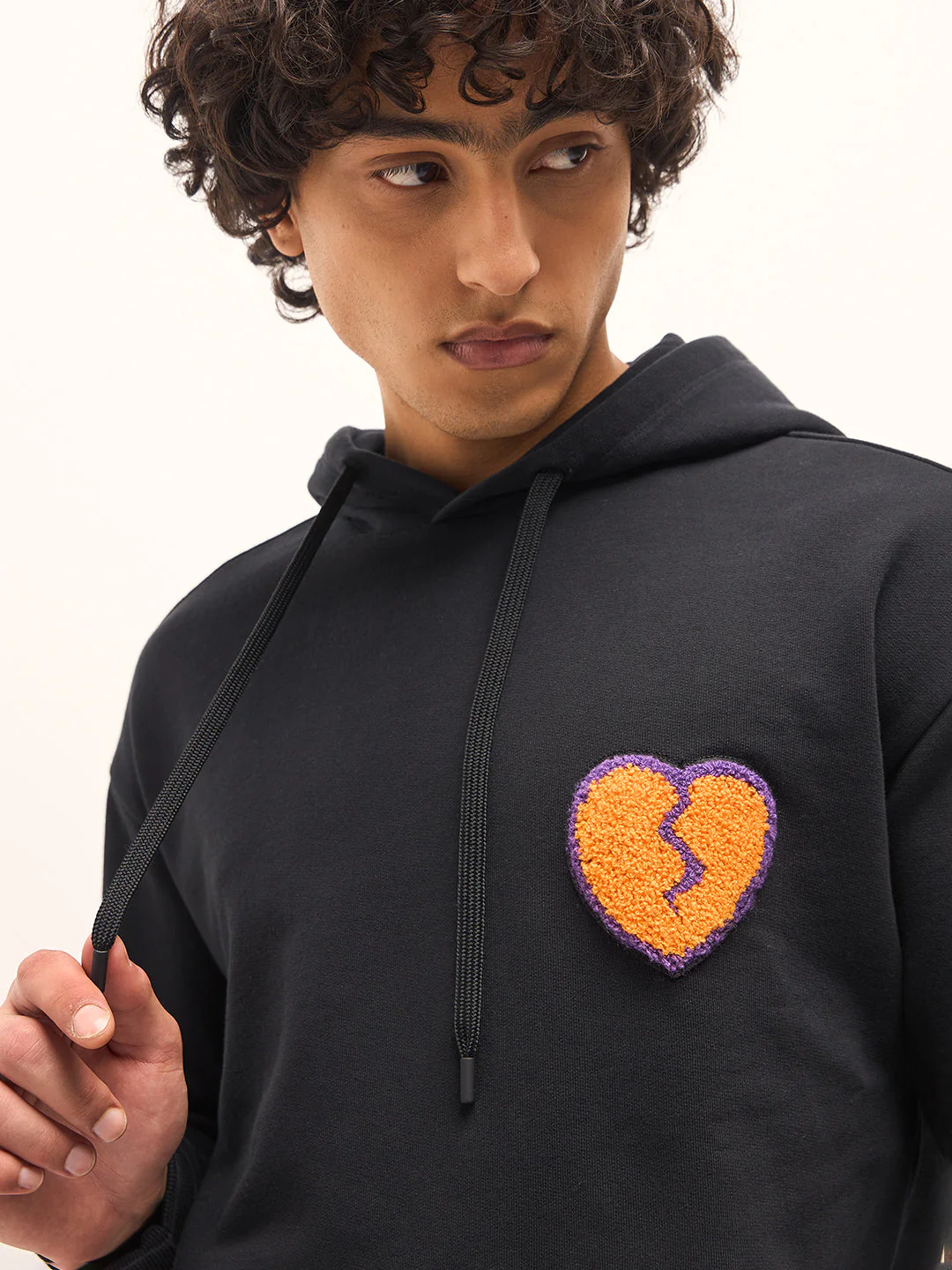 Men Black Relaxed Fit Hoodie - Image 5