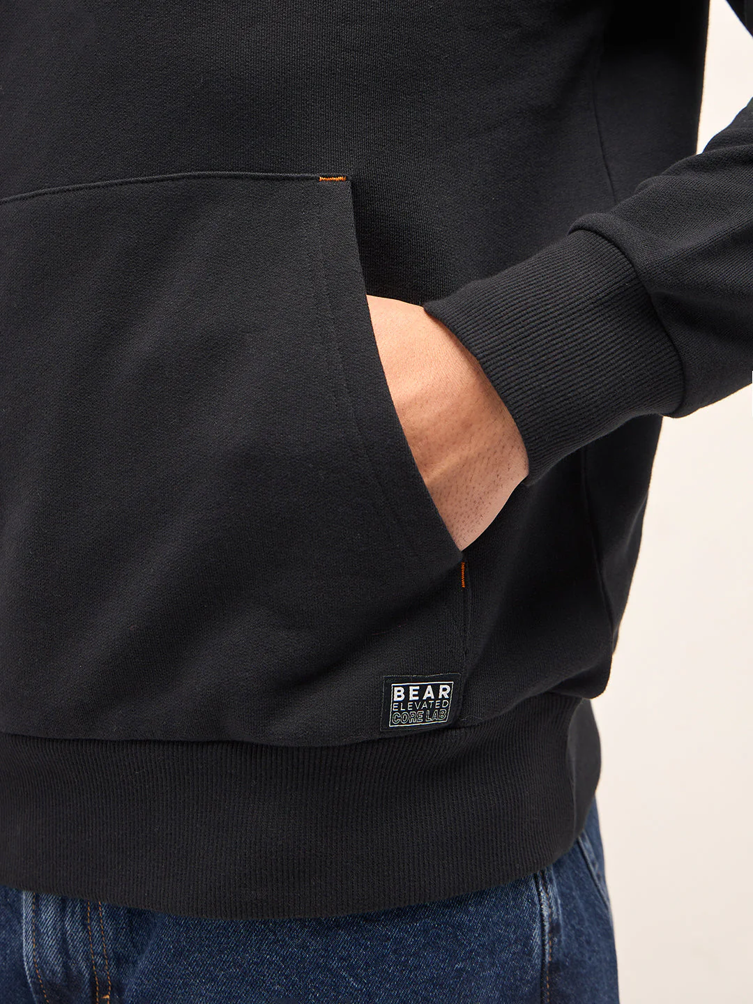 Men Black Relaxed Fit Hoodie - Image 6