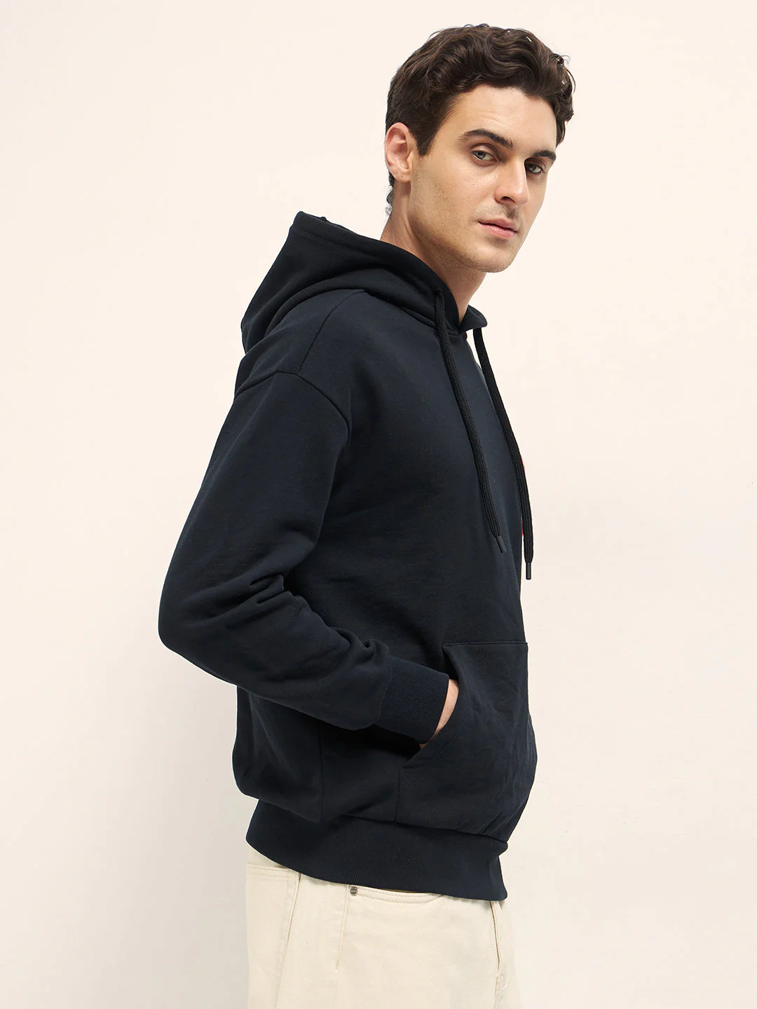 Men Black Relaxed Fit Hoodie - Image 2