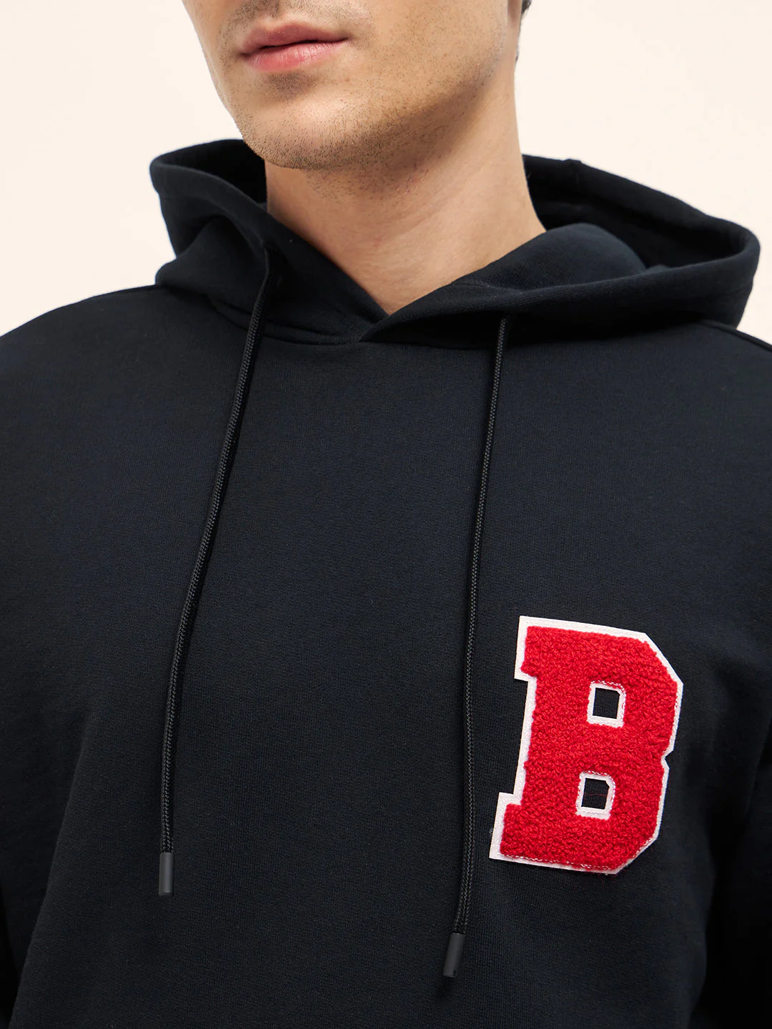 Men Black Relaxed Fit Hoodie - Image 5