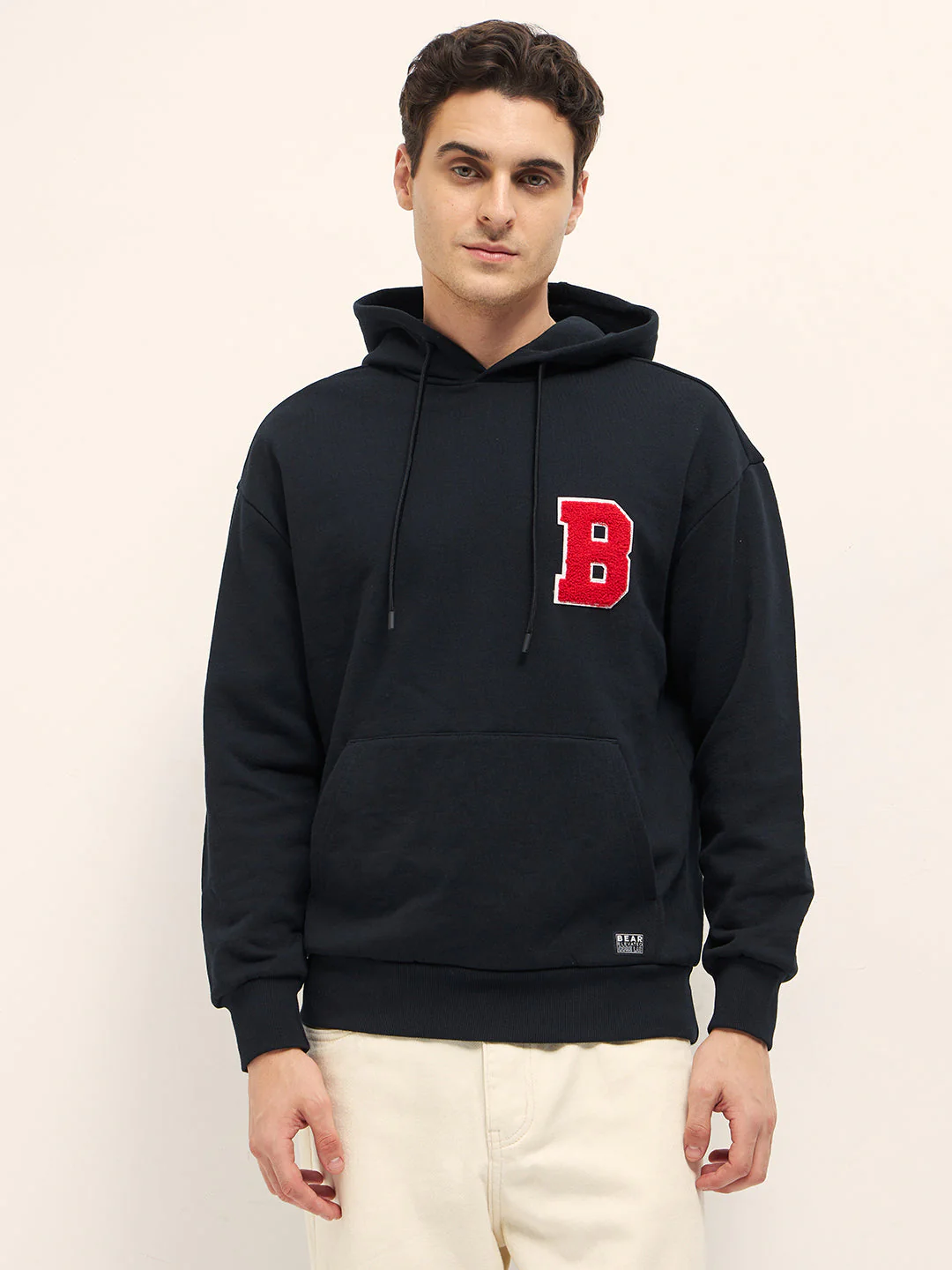 Men Black Relaxed Fit Hoodie - Image 6