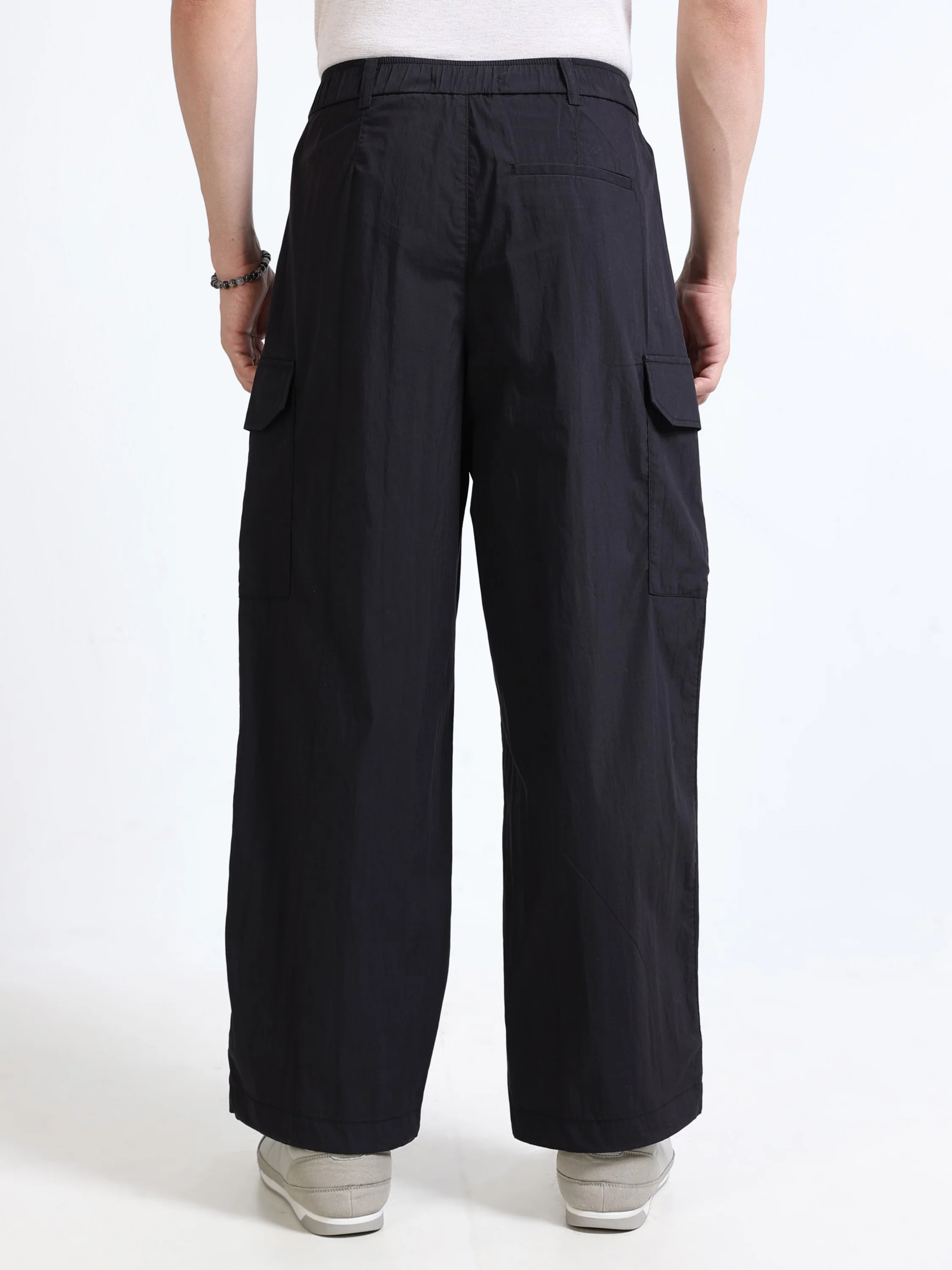 Men Black Parachute Cargo Pants - Image 3