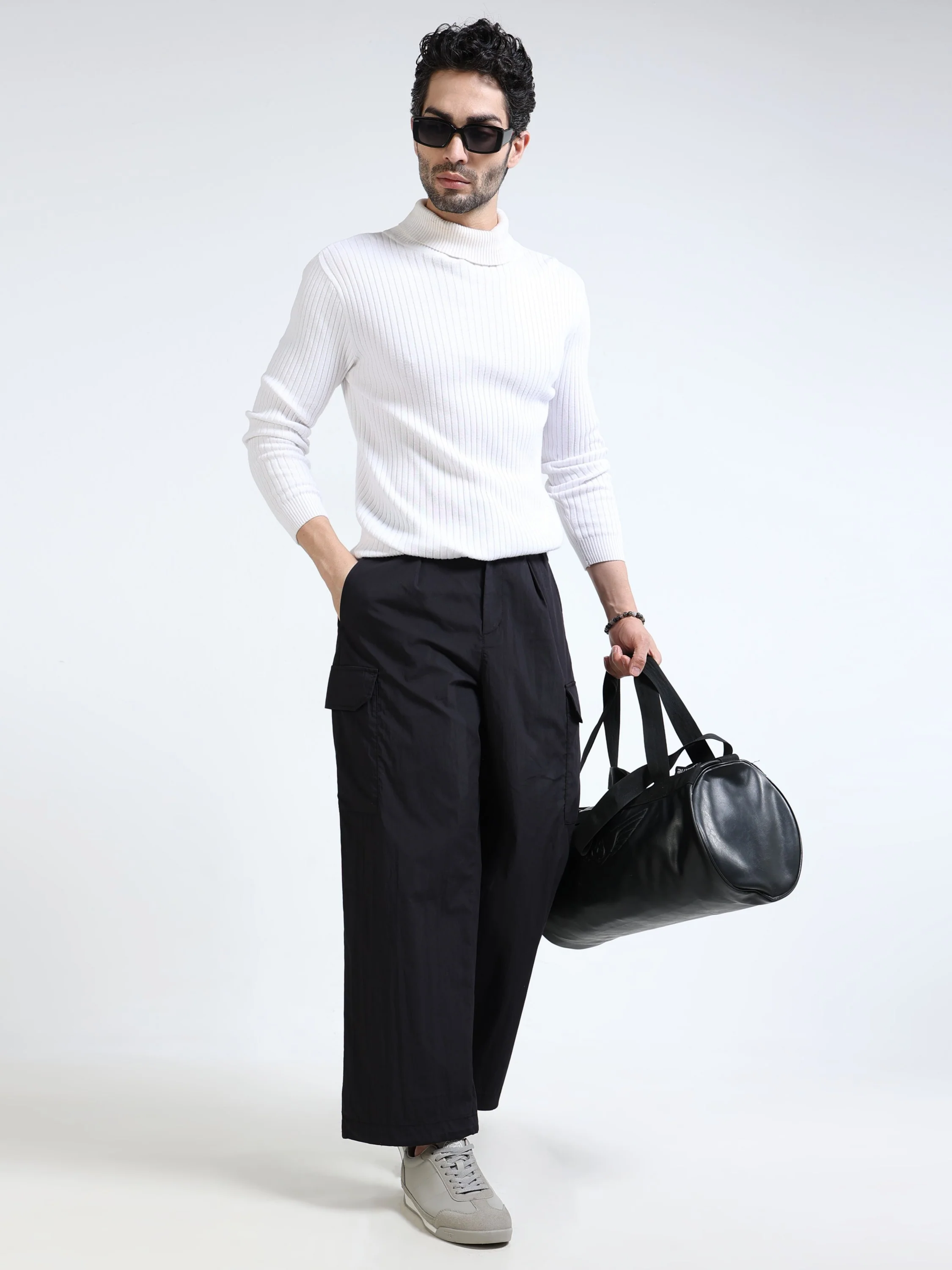 Men Black Parachute Cargo Pants - Image 7
