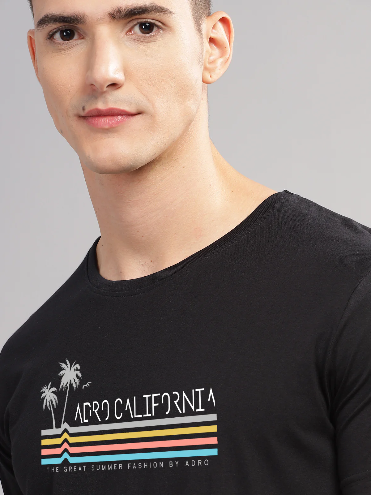 Men Black Round Neck T Shirt - Image 2